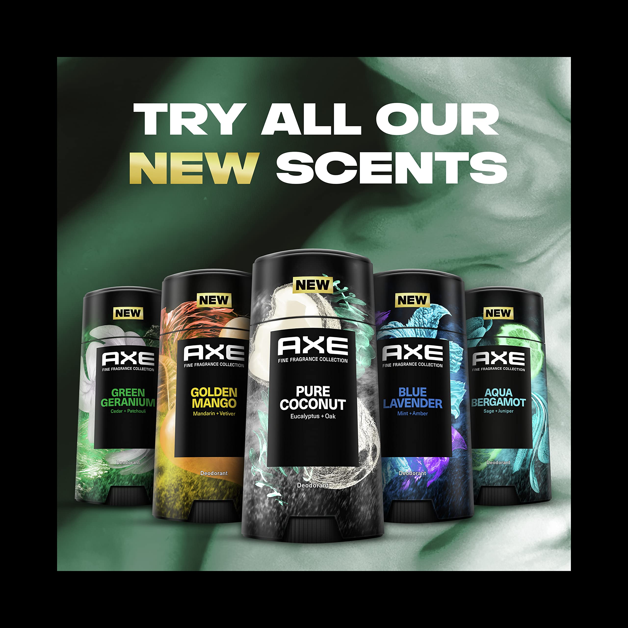 AXE Fine Fragrance Collection Deodorant Stick Pure Coconut 4 count with 48H Freshness and Odor Protection Deo Stick Infused with Coconut, Eucalyptus, and Oak Essential Oils 2.6 oz