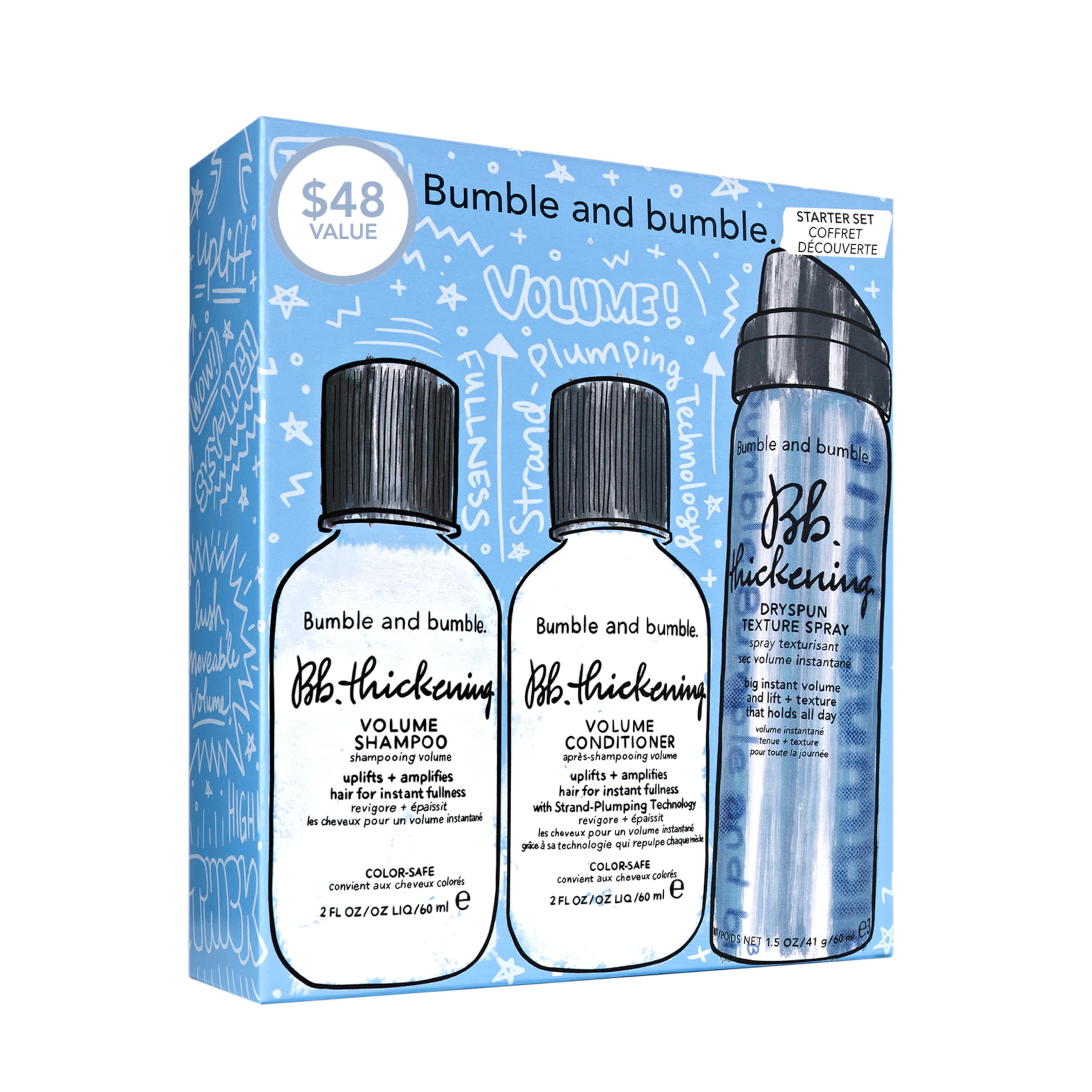 Bumble and bumble. Thickening Hair Volumizing Starter Set | Thickening Shampoo, Conditioner + Dryspun Texture Spray