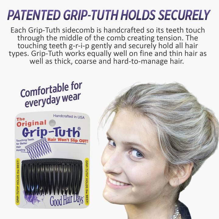Grip-Tuth Hair Combs - Set Of 2 by EasyComforts Clear/LG AD