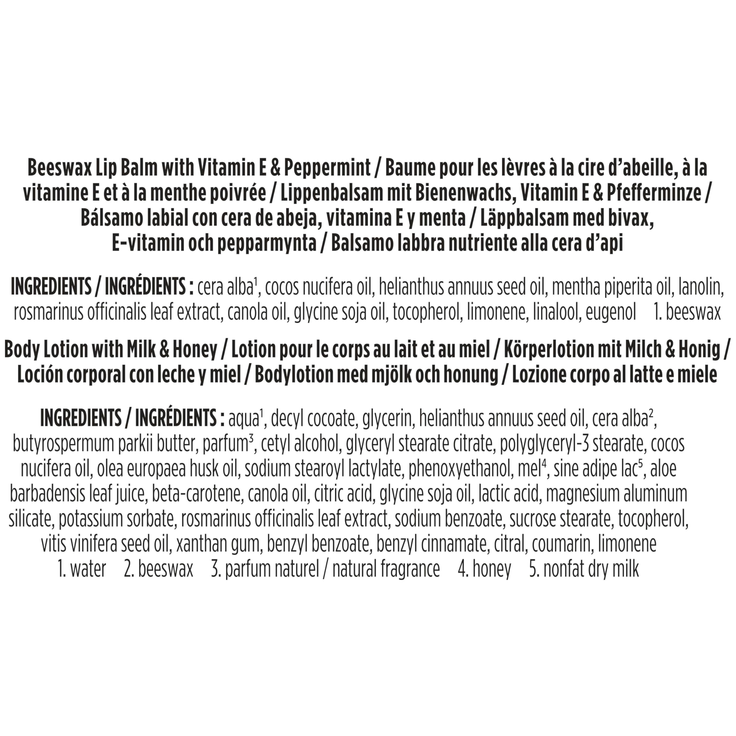 Burt's Bees Hive Favorites Beeswax Holiday Gift Set, Beeswax Lip Balm and Travel Size Body Lotion with Milk and Honey