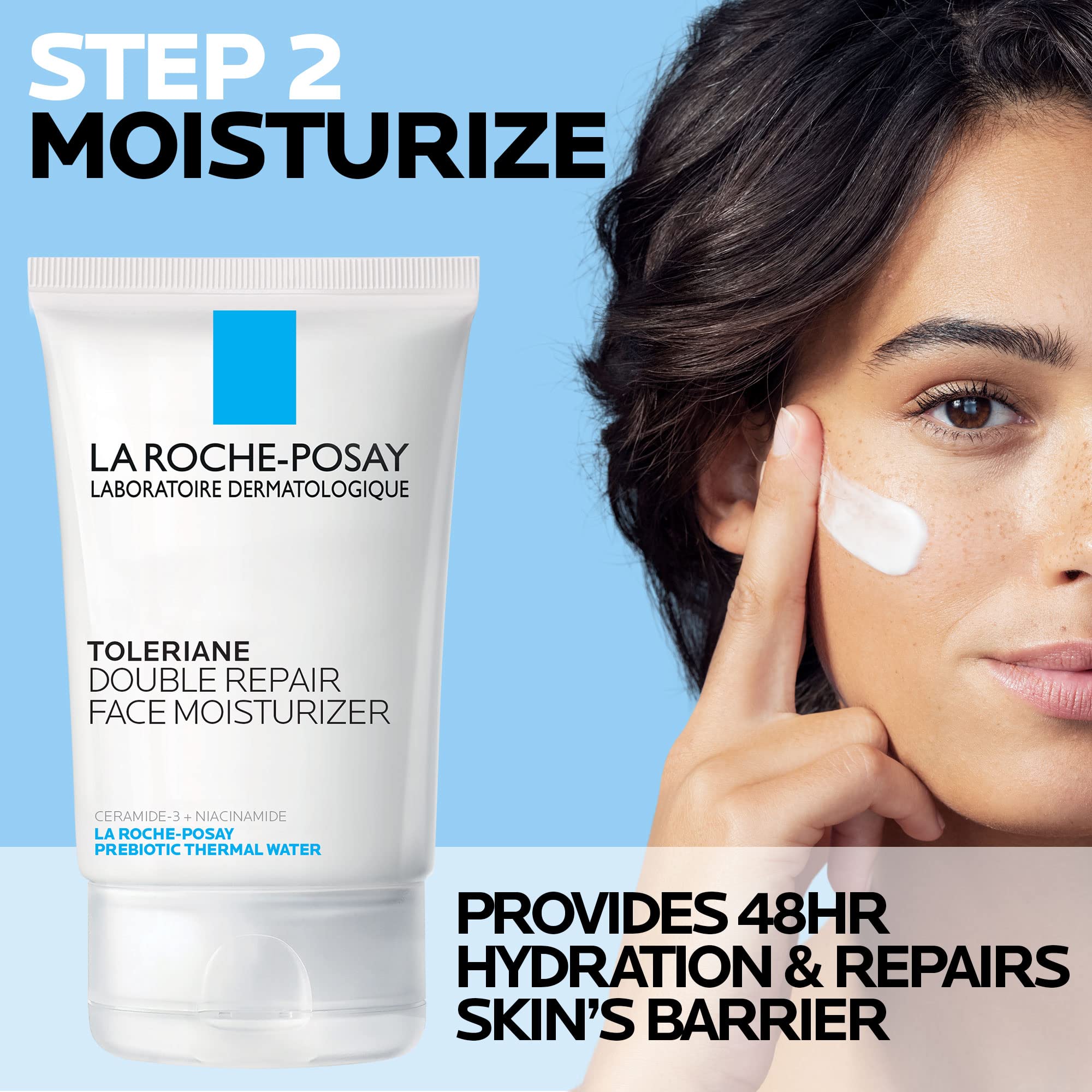 La Roche-Posay Toleraine Skin Care Set, Double Repair Face Moisturizer 100ml & Hydrating Gentle Cleanser 50ml, Oil Free Moisturizer & Face Wash