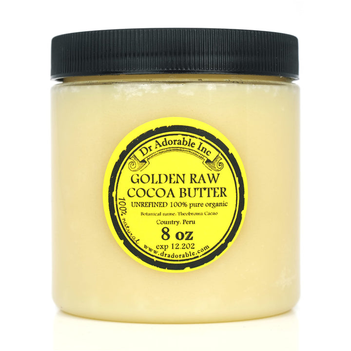 Dr Adorable - 8 oz - Golden Cocoa Butter - Unrefined Pure Natural Organic Raw Prime Pressed