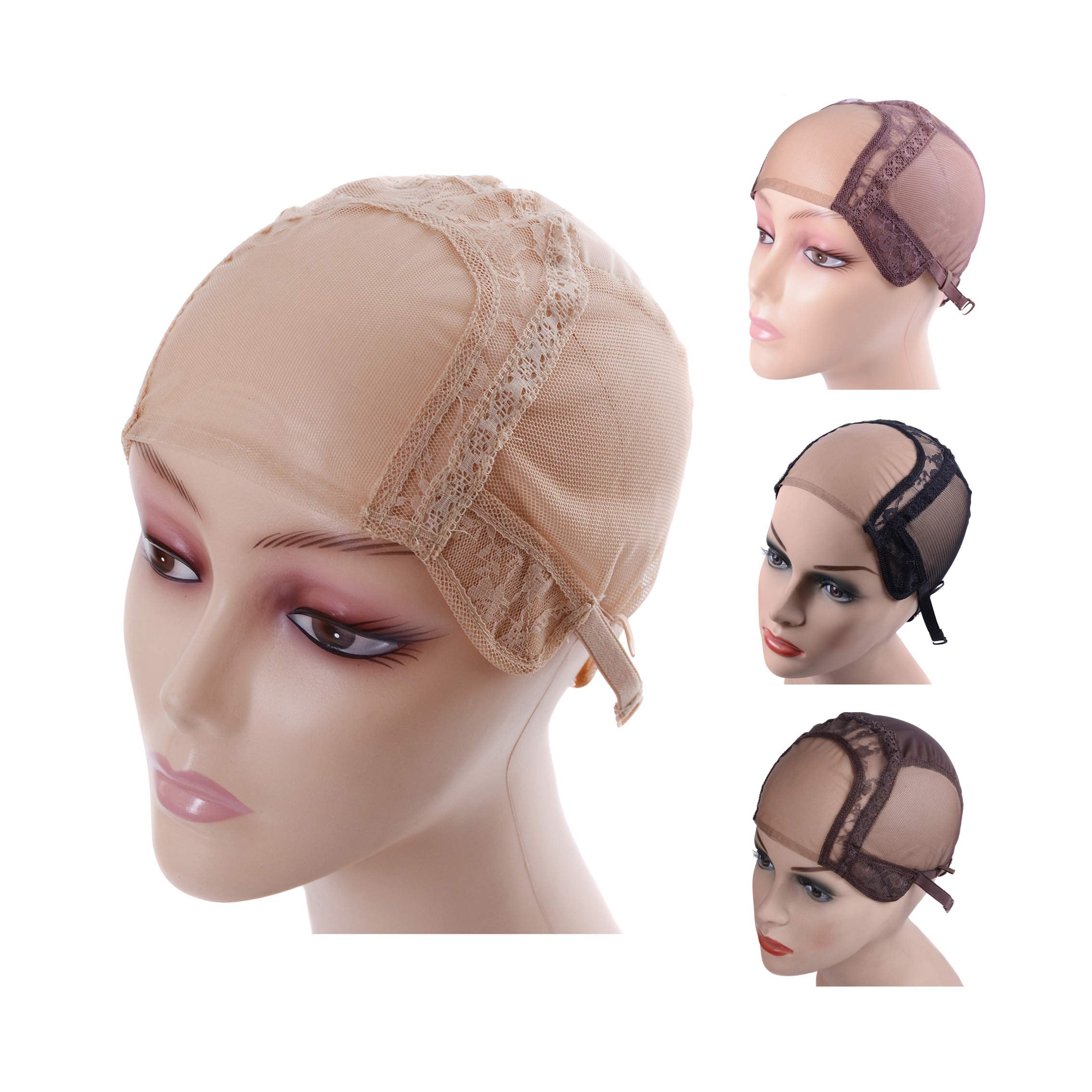 yantaisiyu 4X 4 U Part Swiss Lace Wig Cap For Making Wigs with Adjustable Straps(Blonde L 56 cm) : L, Blonde
