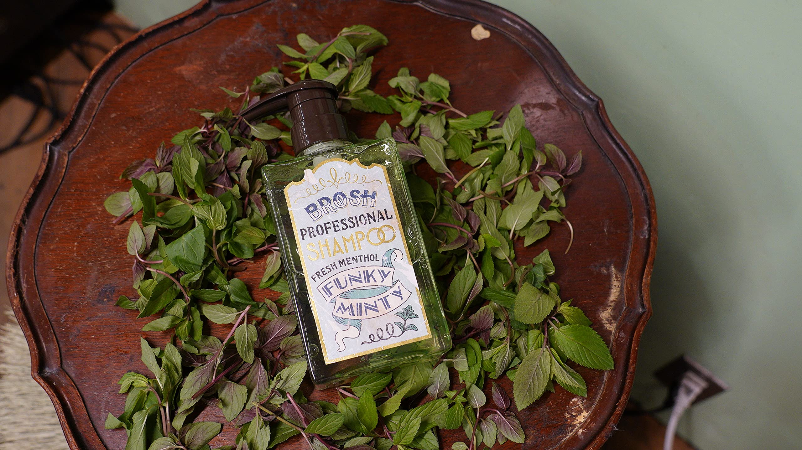 BROSH Funky Minty Shampoo Botanical Menthol Deep Cleanse with Plant-Based Ingredients, 13.5 Oz