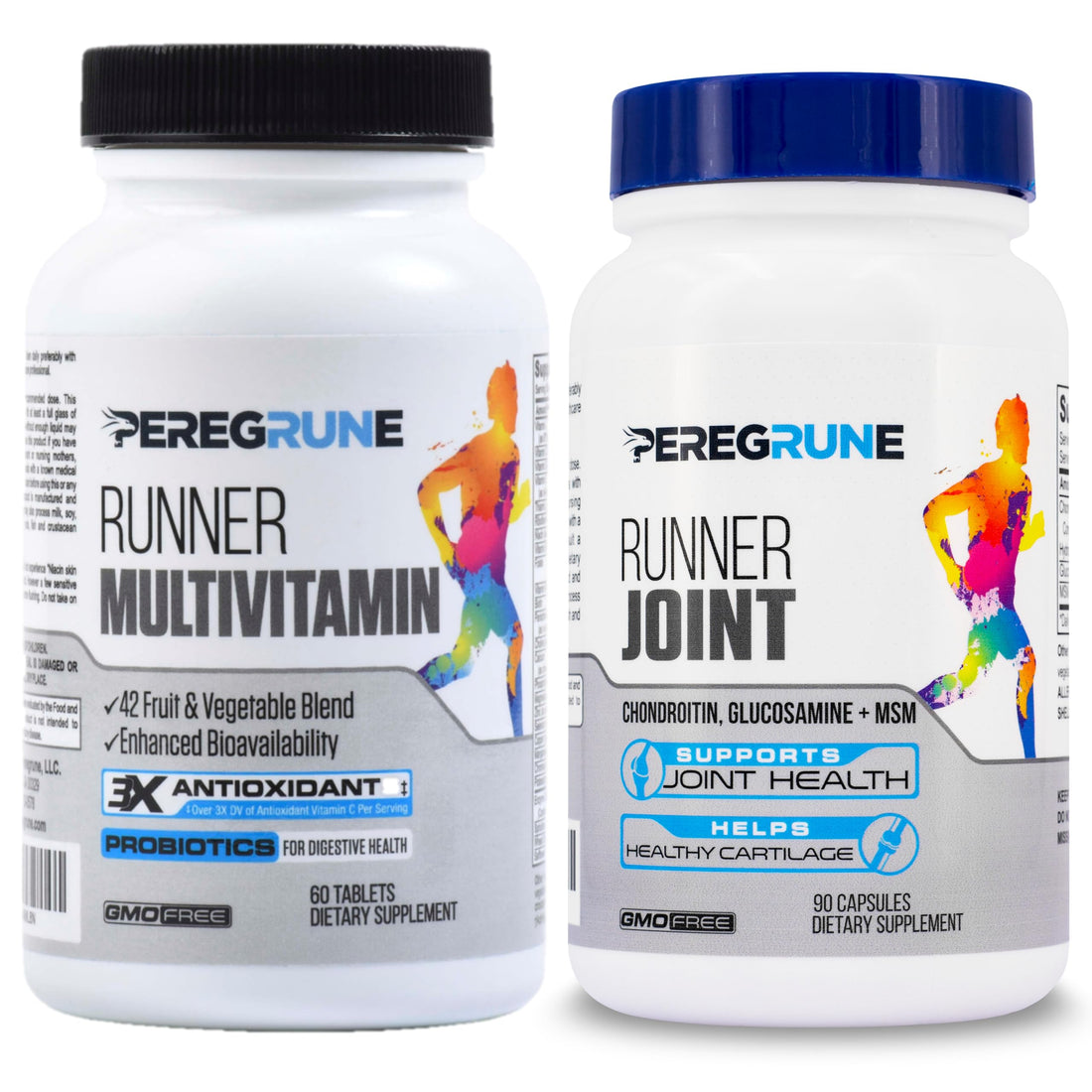 PEREGRUNE Runner Multivitamin & Joint Support Supplement – Antioxidants, Vitamin B Complex, Probiotics for Health, Energy, Endurance, Recovery - Glucosamine Chondroitin, MSM – GMP Running Supplements
