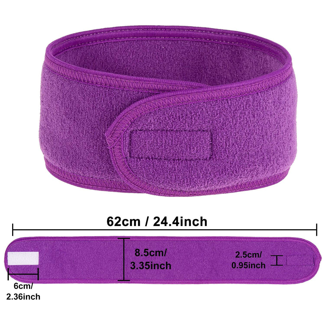 Spa Facial Headband Whaline 4 Packs Head Wrap Terry Cloth Headband Adjustable Stretch Towel for Bath, Makeup and Sport (Purple)