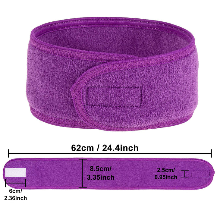 Spa Facial Headband Whaline 4 Packs Head Wrap Terry Cloth Headband Adjustable Stretch Towel for Bath, Makeup and Sport (Purple)