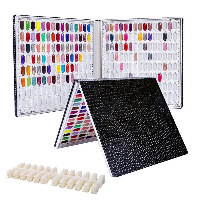 Nmkl 120 Nail Color Chart Display Book For Nail Polish Uv Gel Color Cards Nail Salon Tool With False Nail Tips (Black)