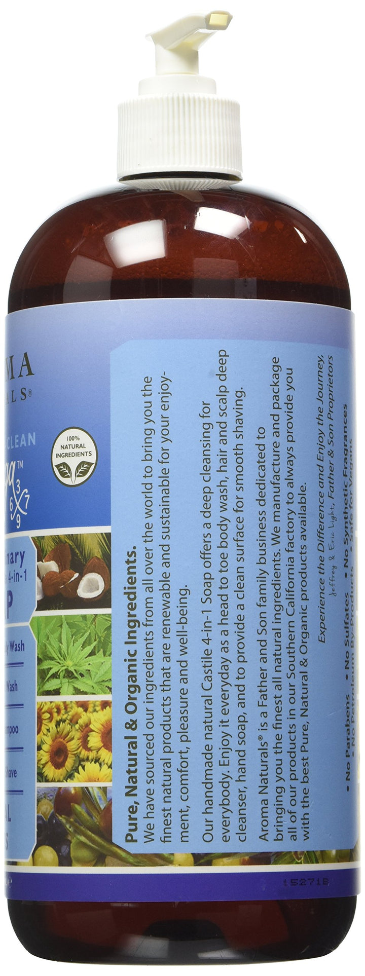 Aroma Naturals Extraordinary Natural 4-in-1 Castile Liquid Soap, Global Mints, 34 Ounce