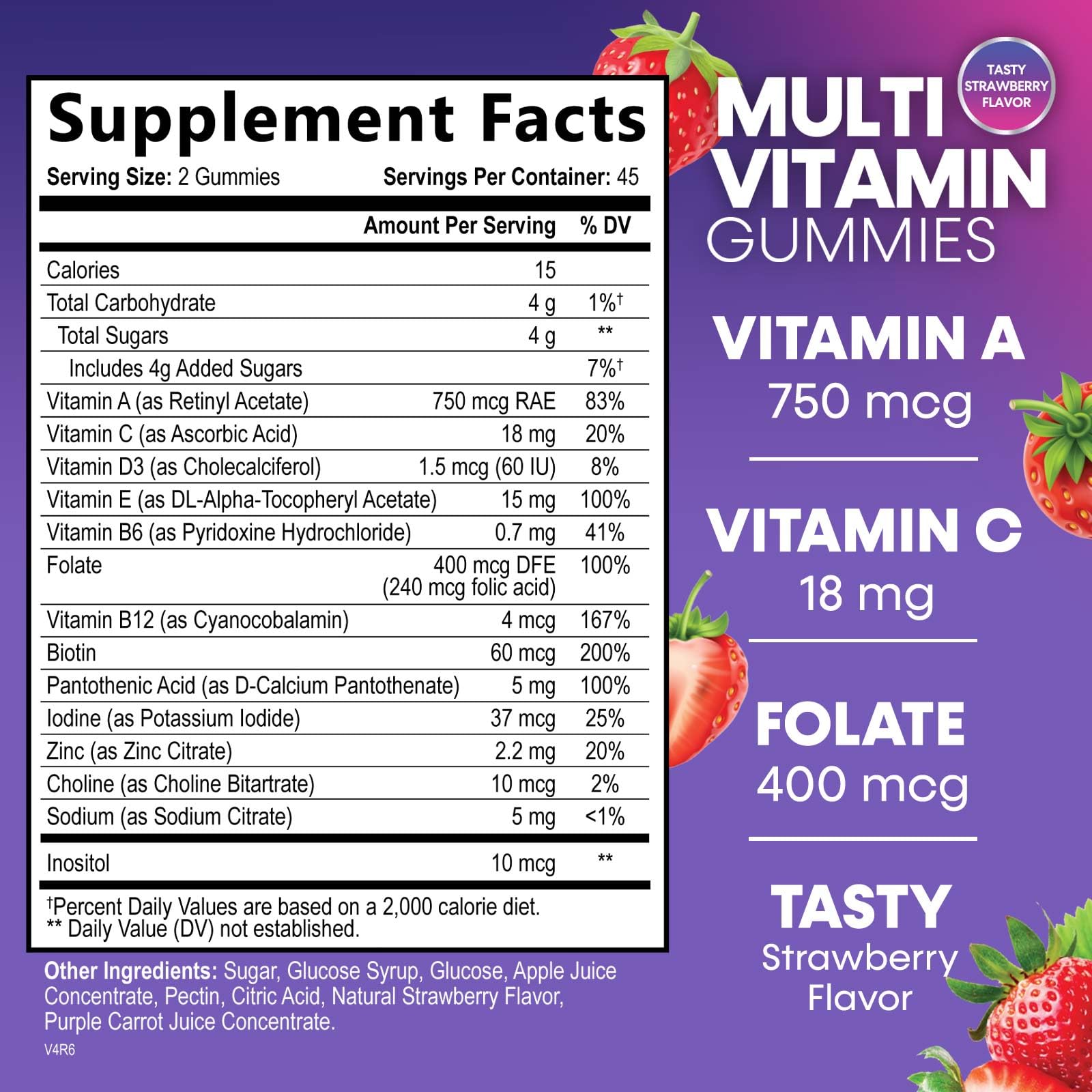 Multivitamin Gummies for Adults with 13 Vitamins and Minerals, Daily Gummy Vitamin for Women & Men, Immune Health Support Supplement with Vitamins A, C, D, E, B-6, B-12, Zinc, Berry - 90 Gummies