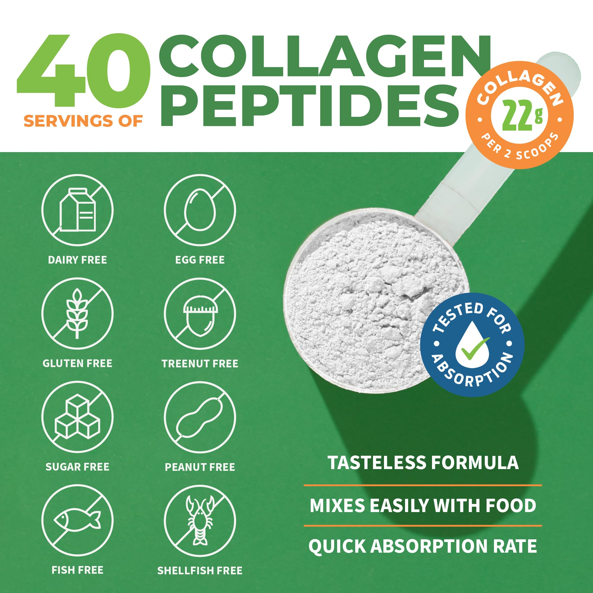 Collagen Peptides Powder Unflavored - Hydrolyzed Collagen Protein Powder Type 1, 2 & 3 - Grass Fed Keto Collagen Powder for Women & Men - Vital Hair, Skin, Nails, Joints, Recovery, 11g Per Serving