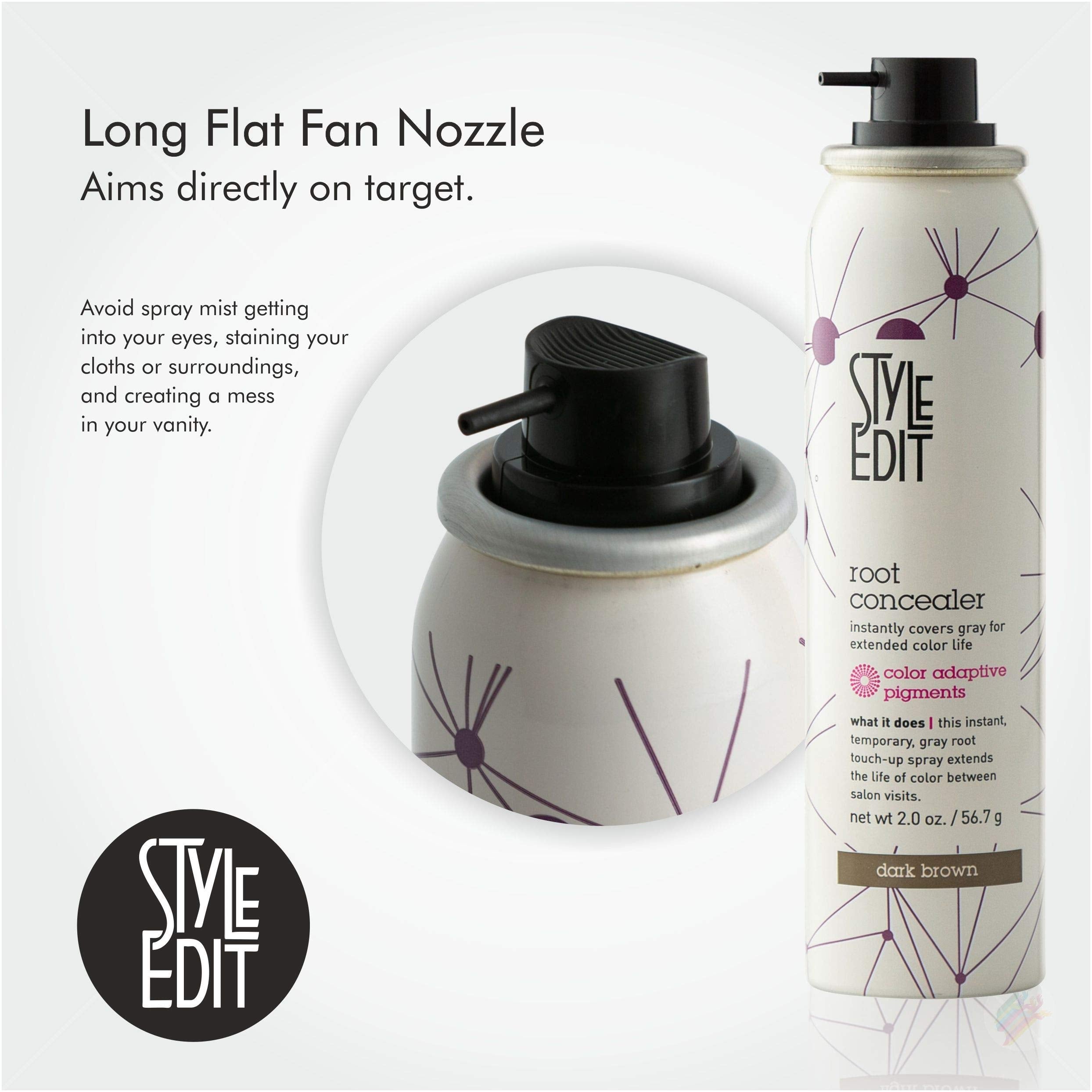 NEW! Style Edit Conceal Spray 2 oz. BLACK/DARK BROWN (Conceal your gray between color services)