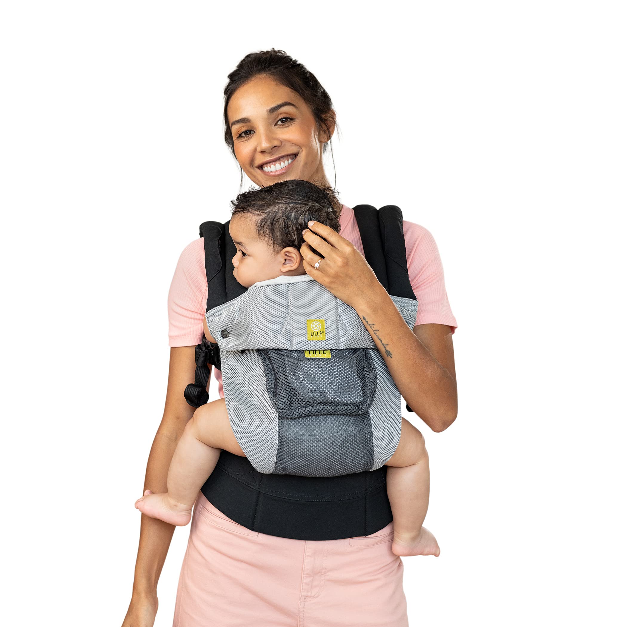 LÍLLÉbaby Complete Airflow Ergonomic 6-in-1 Baby Carrier Newborn to Toddler - with Lumbar Support - for Children 7-45 Pounds - 360 Degree Baby Wearing - Inward and Outward Facing - Charcoal/Silver
