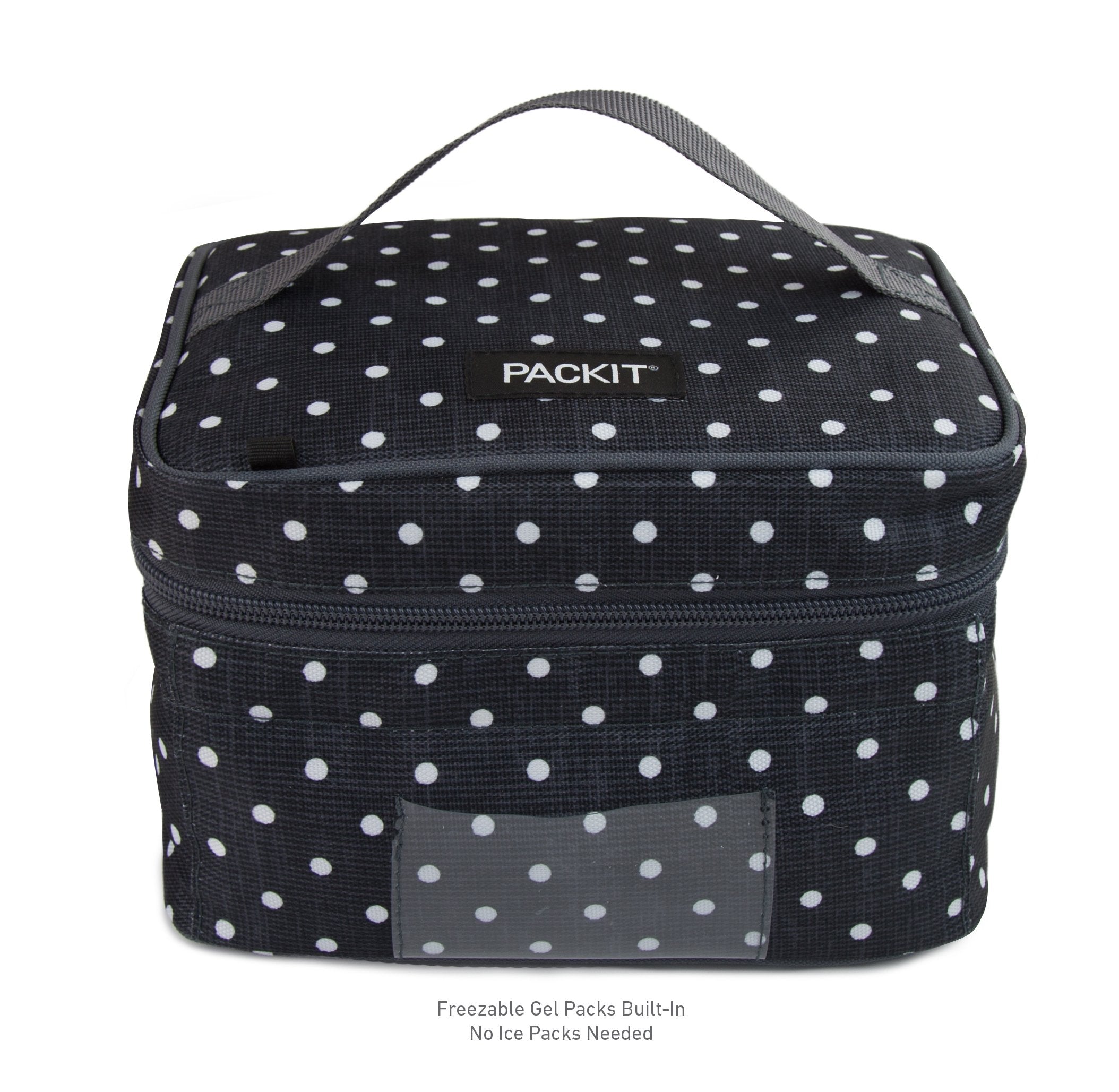 PackIt Freezable Bottle Cooler for Breastmilk and Formula, Polka Dots, Built with EcoFreeze Technology, Collapsible, Reusable, Zip Closure and Top Handle, Fits up to four, 5 oz Bottles