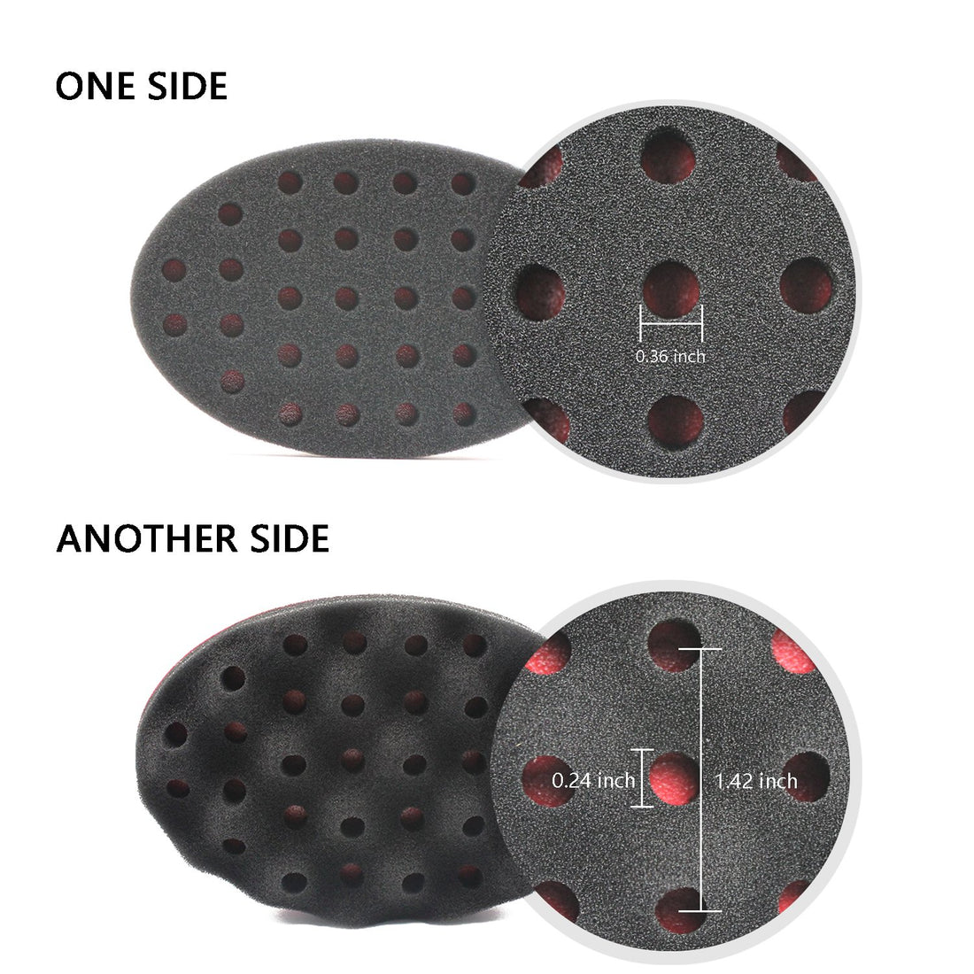 HALLO Set of 4 Big Holes Hair Brush Sponge Twist Wave Barber Tool For Dreads Afro Locs Twist Curl Black