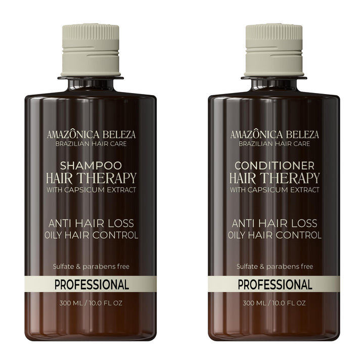 Hair Therapy Shampoo & Conditioner Set for Stronger, Thicker Hair - Professional Anti-Hair Loss and Oil Control, Hydrates and Adds Shine, Paraben-Free, Silicone-Free