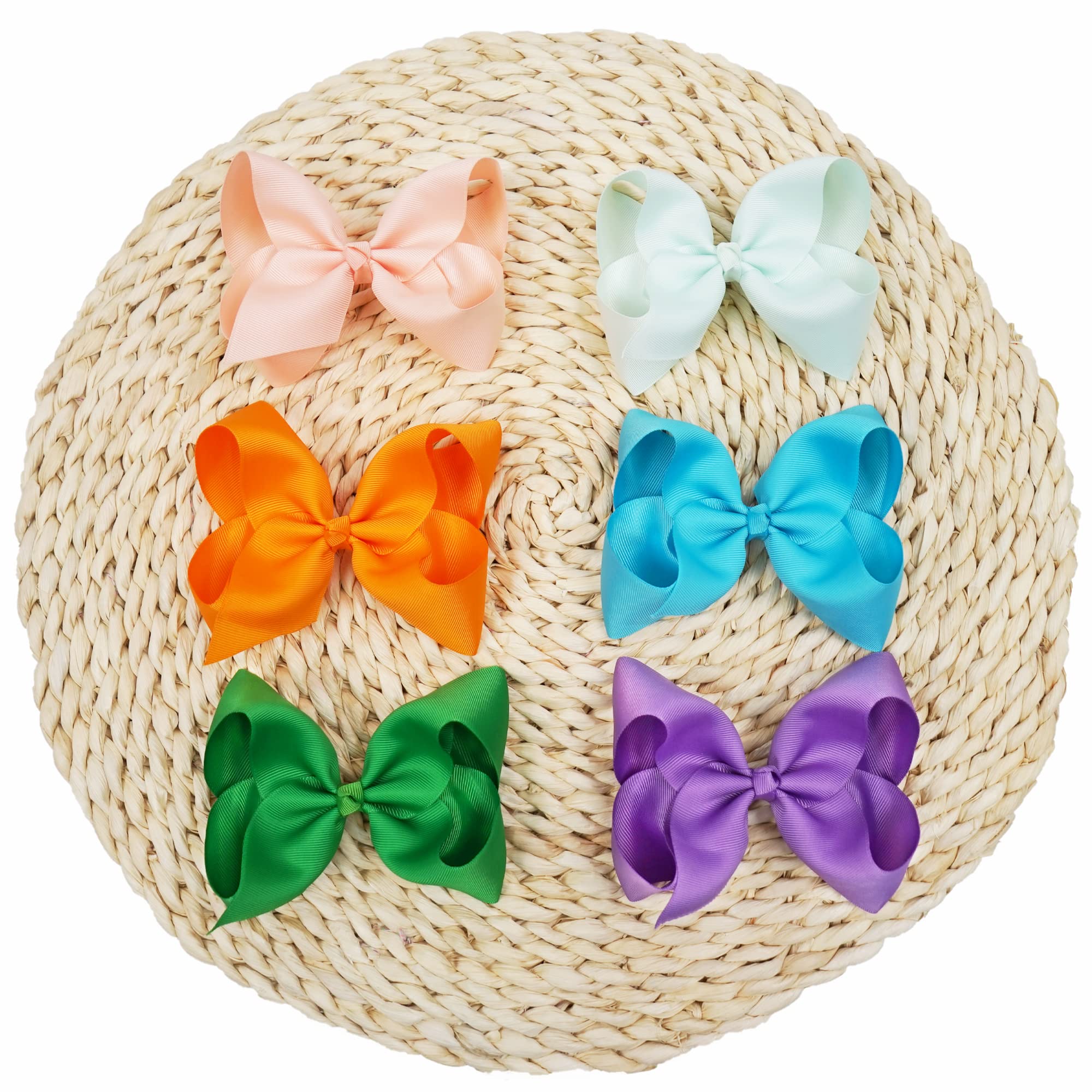 CÉLLOT Big Bows for Girls 40 PCS Grosgrain Ribbon Boutique 6 Inch Hair Bow Alligator Clips For Girls Teens Toddlers Kids in Pairs
