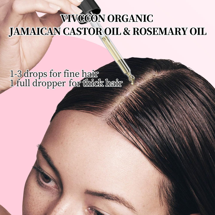 Organic Rosemary Mint & Jamaican Black Castor Oil 2 Packs with Gua Sha Tool, for Hair Growth & Body Massage Kit, 100% Pure, Natural, Cold Pressed Hair Oils, Womens Gift