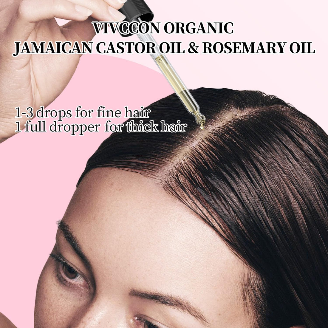Vivccon Jamaican Castor Oil & Rosemary Oil 2 Packs with Gua Sha Tools, Black Castor Oil for Hair Growth & Body Massage, 100% Pure, Natural, Cold Pressed Hair Oils