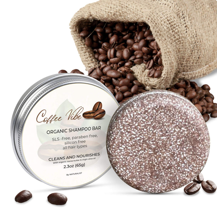 Naturalist Solid Shampoo Bar, 100% Organic, Plant Based, SLS Free, Vegan, All Hair Types & Body Care | pH Balanced, Plastic Free | Eco Friendly, Safe For Travel (Coffee Vibe)