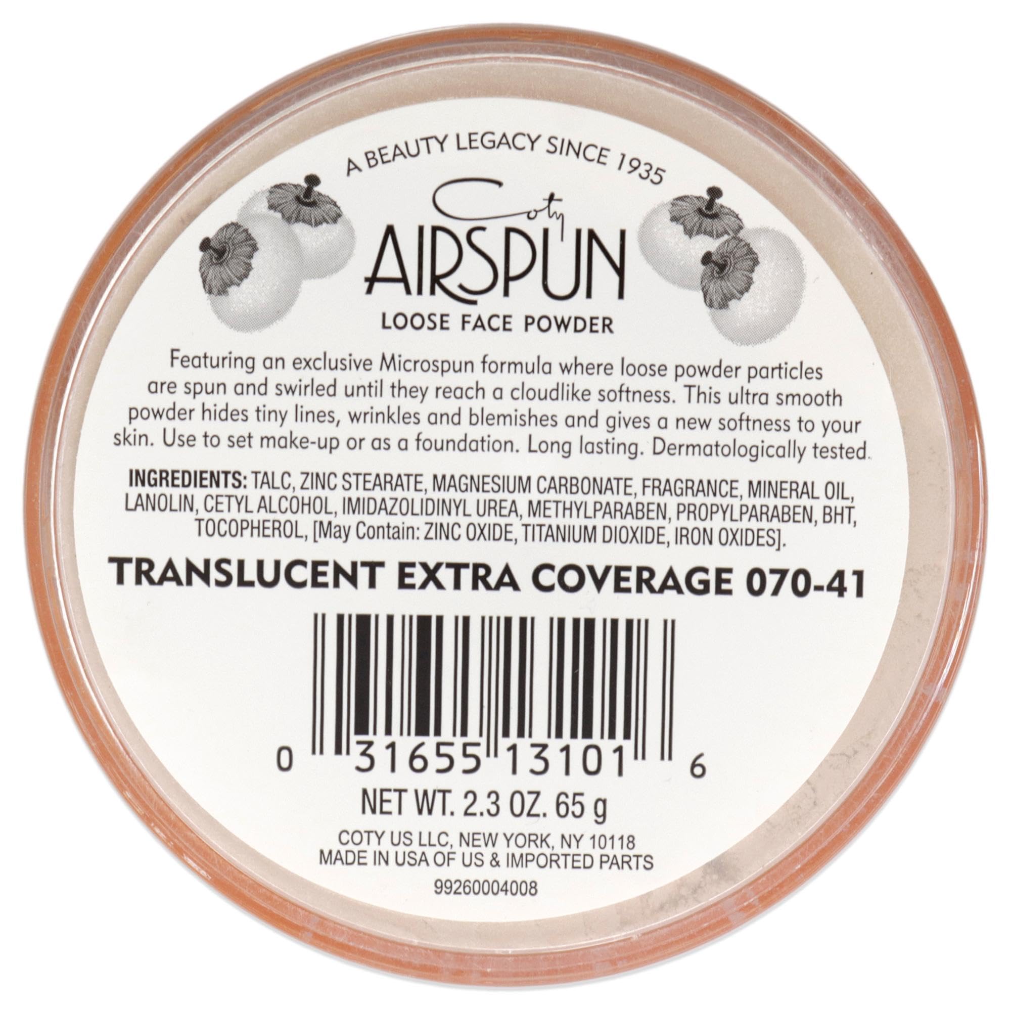 Coty AirSpun Face Powder 070-41 Extra Coverage, 2.3 Ounce