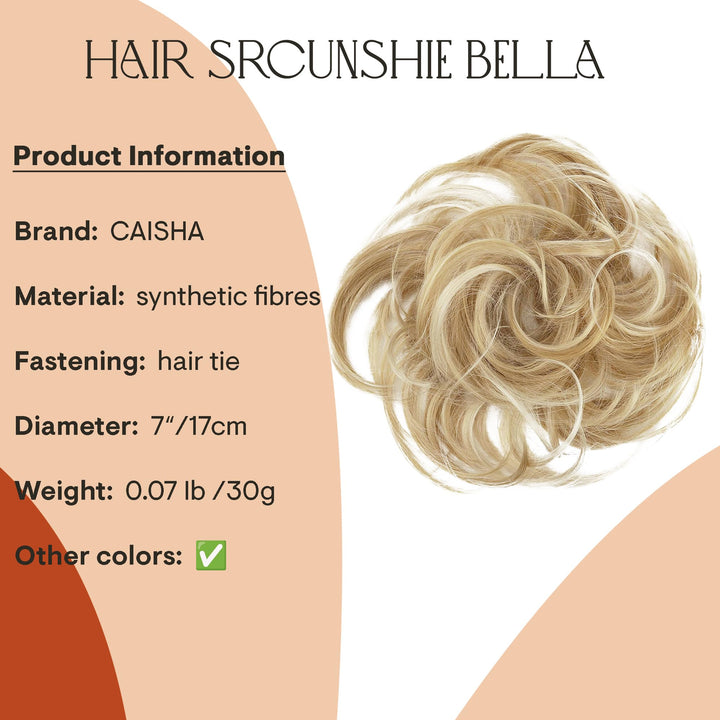bleach blonde mix 86AH613 : PRETTYSHOP Scrunchie Bun Up Do Hair piece Hair Ribbon Ponytail Extensions Wavy Curly or Messy Various Colors (bleach blonde mix 86AH613)
