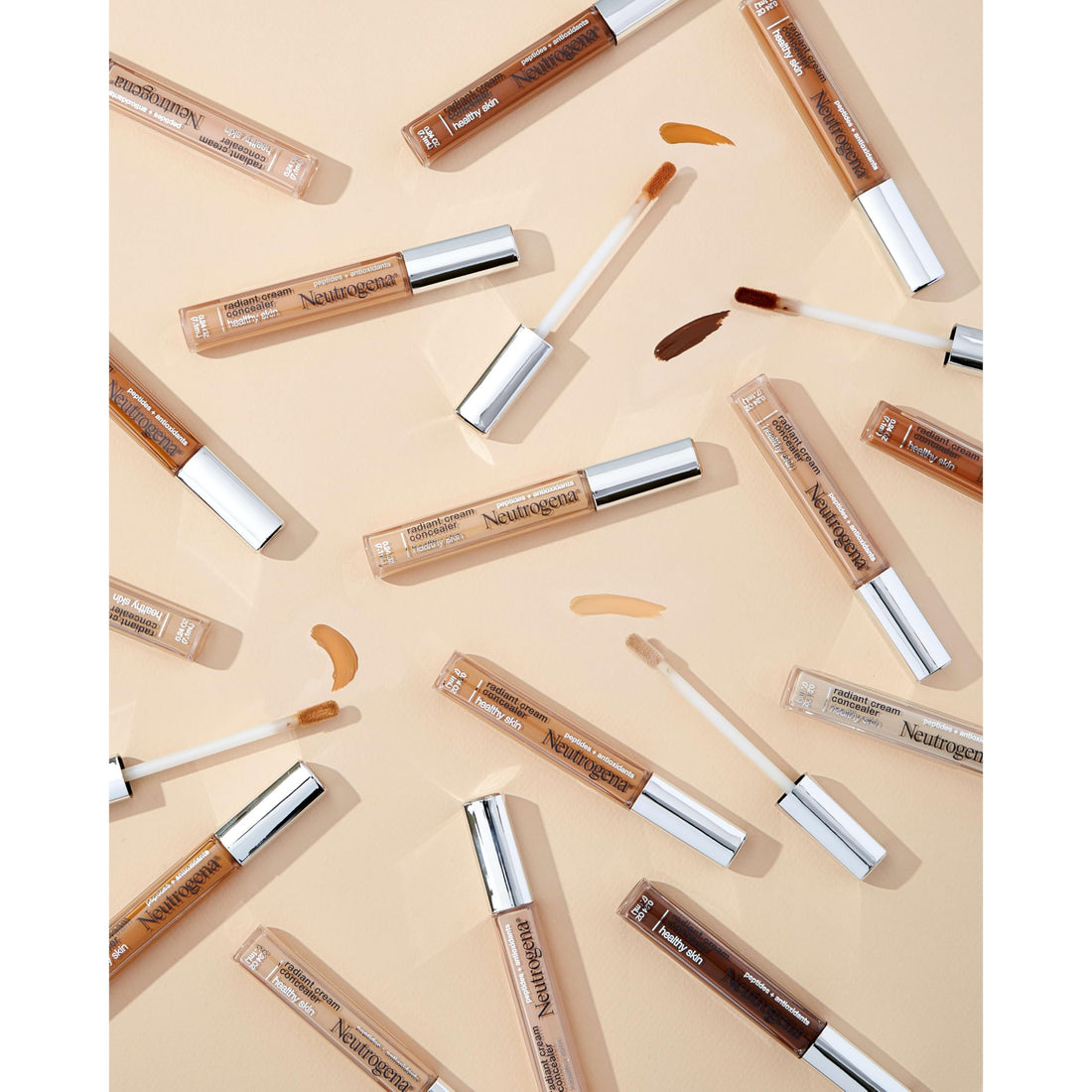 Neutrogena Healthy Skin Radiant Brightening Cream with Peptides & Vitamin E Antioxidant, Lightweight Perfecting Concealer Cream, Non-Comedogenic, Golden Medium/Deep 01 with warm undertones, 0.24 oz