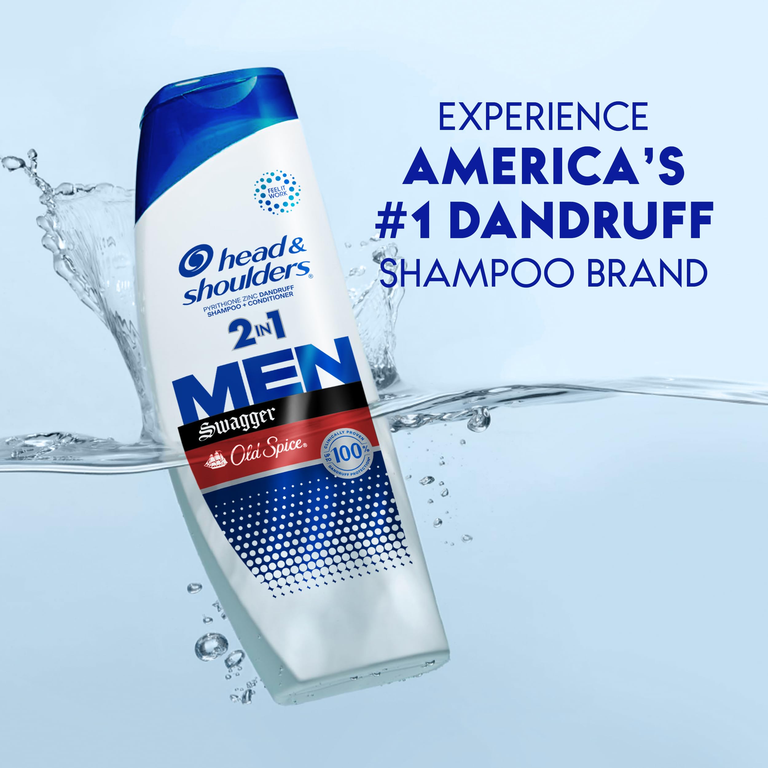 Head and Shoulders, Shampoo and Conditioner 2 in 1, Anti Dandruff, Old Spice Swagger for Men, 31.4 fl oz, Twin Pack