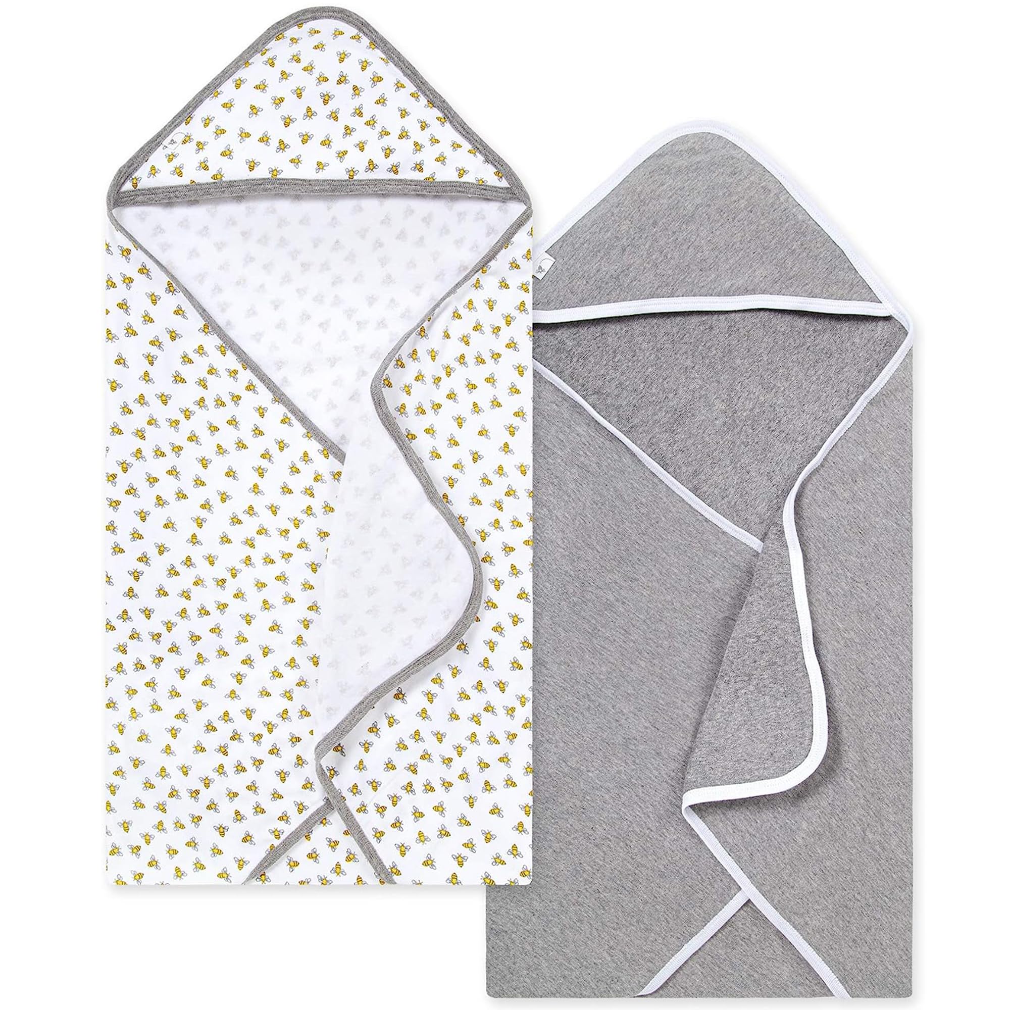 Burts Bees Baby Infant Hooded Towels Honey Bee Organic Cotton, Unisex Bath Essentials and Newborn Necessities, Soft Nursery Towel with Hood Set, 2-Pack Size 29 x 29 Inch