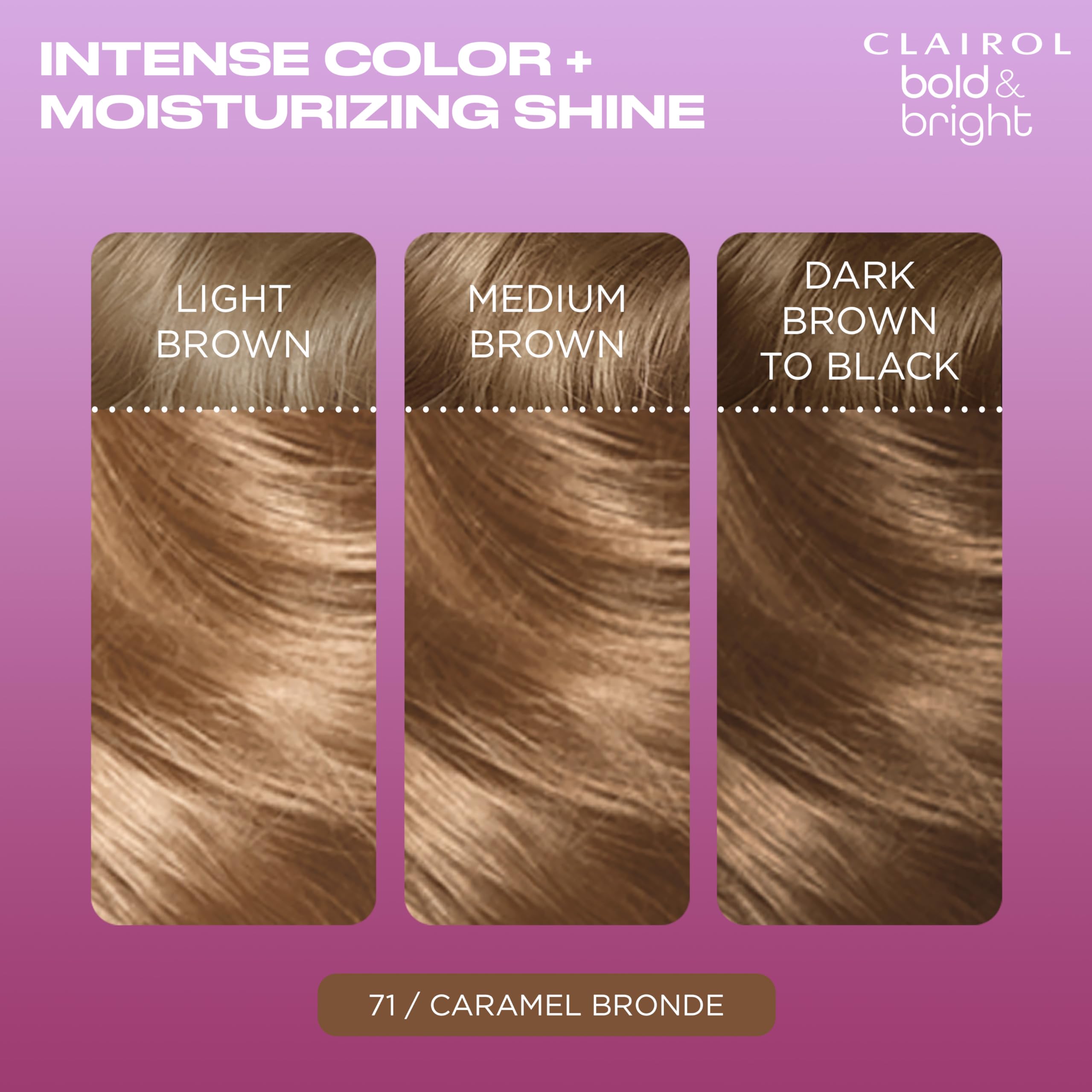 Clairol Bold & Bright Permanent Hair Dye, 71 Caramel Bronde Hair Color, Pack of 1