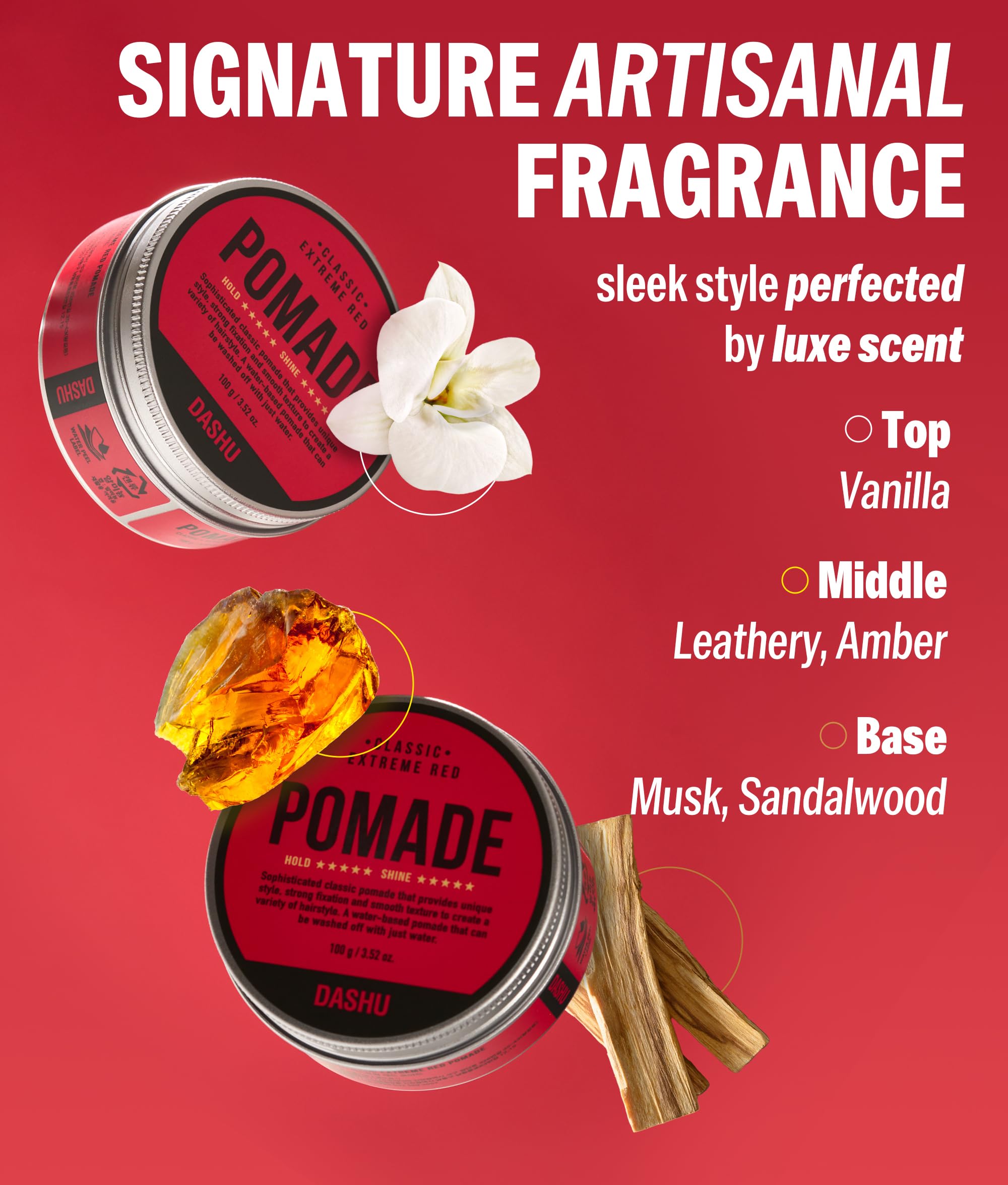 DASHU Classic Extreme Red Pomade for Men 3.5oz - Strong Hold & High Shine for Hairstyling