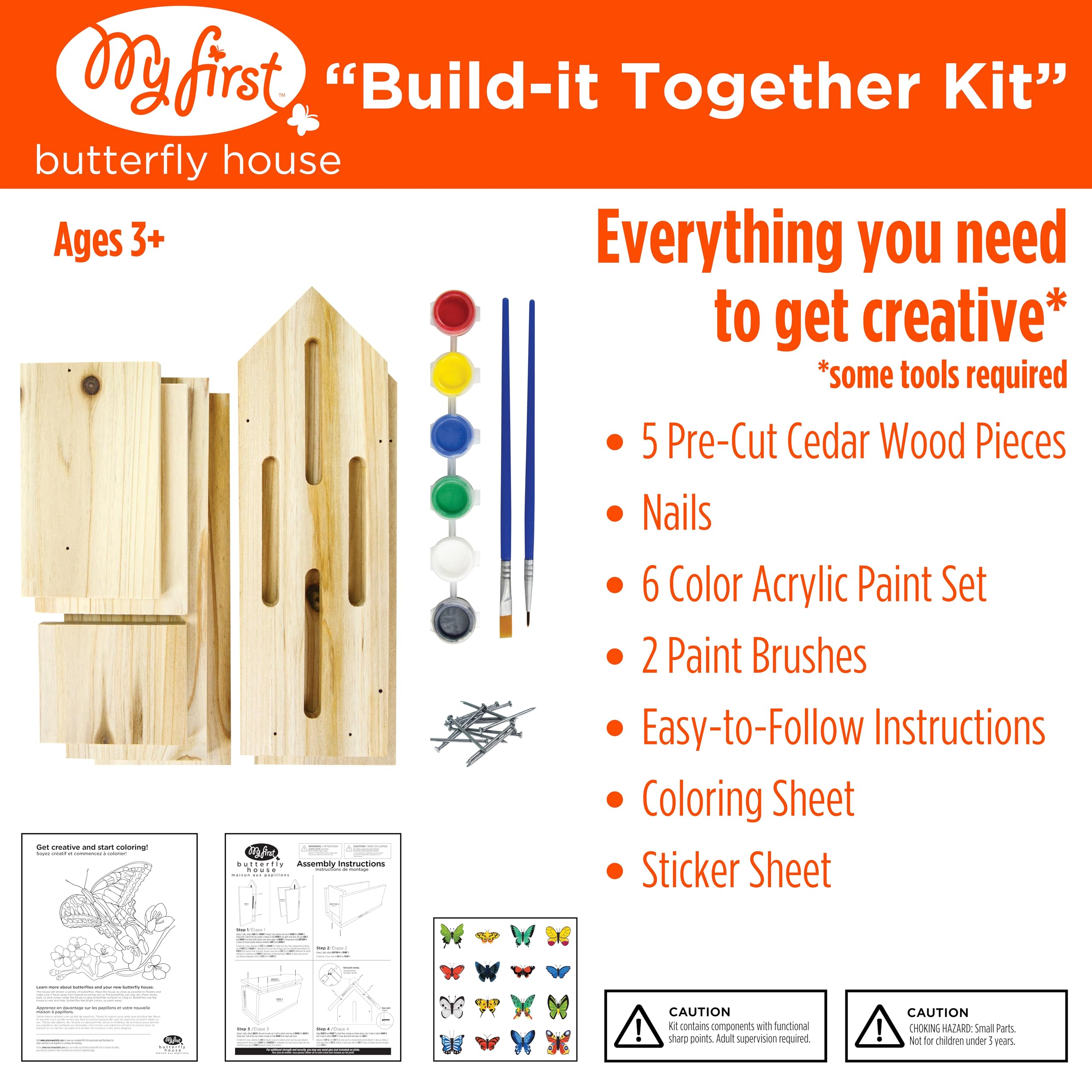 Nature's Way My First Butterfly House DIY Art Craft Kit - Creative Wooden Building & Painting STEM Gift for Kids and Adults