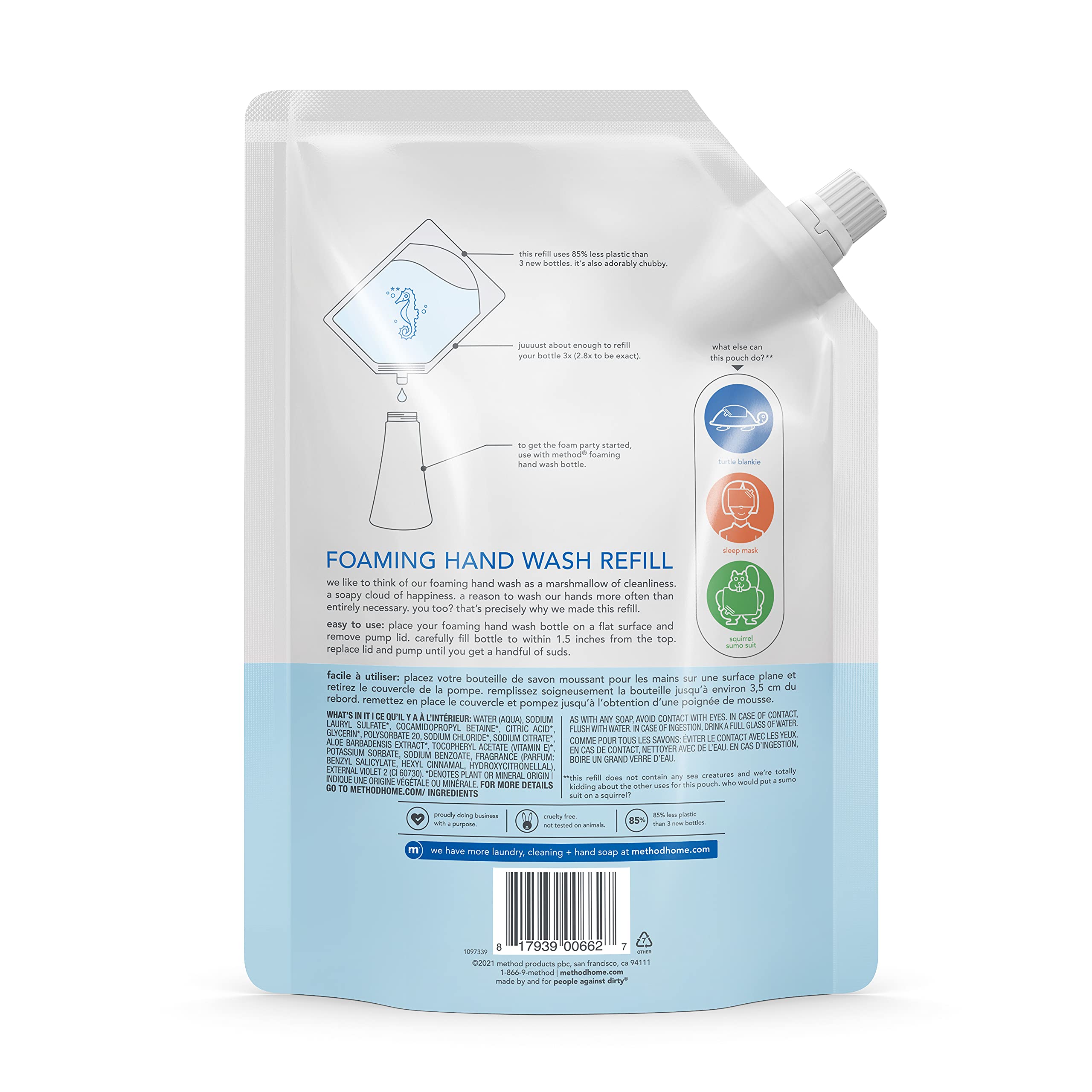 Method Foaming Hand Wash Refill Pouch, Sweet Water, 28oz, 3pk