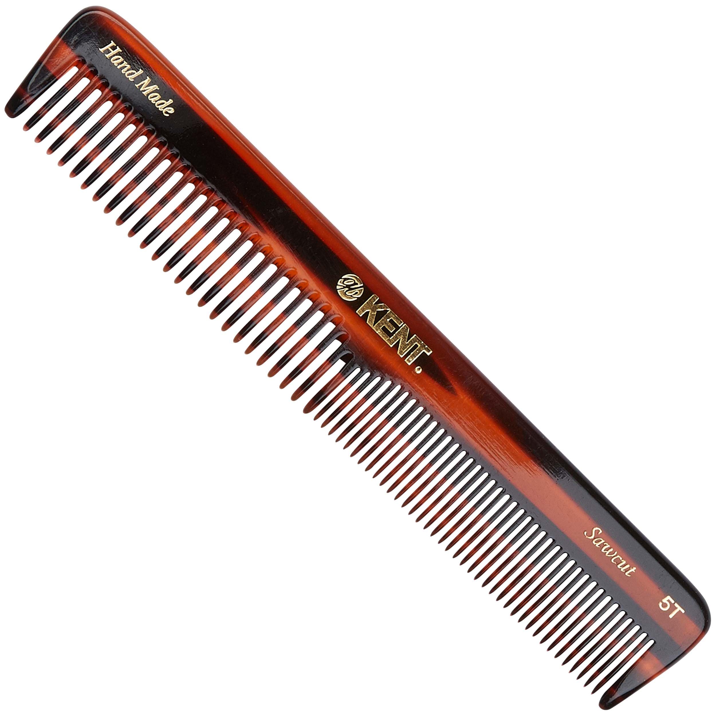 Kent 5T 6.5 175 mm The Hand Made Coarse/Fine Toothed Comb for Men. Sawcut (2 PACK)
