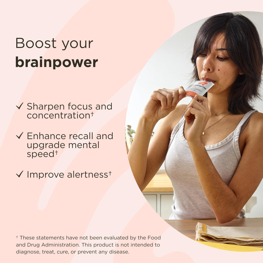 Healthycell Focus & Recall - Brain Supplement for Focus and Memory - Liquid Nootropics Supplement for Concentration & Alertness - L-theanine, Omega-3 - Maximum Absorption - 30 Gel Packs