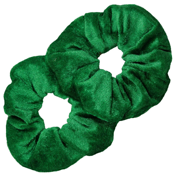 Kenz Laurenz Scrunchies for Hair - 2 Velvet Hair Ties for Women Girls Hair Elastics Ponytail Holder Scrunchy Girl Accessories Elastic Hair Bands Scrunchie Pack (Green)