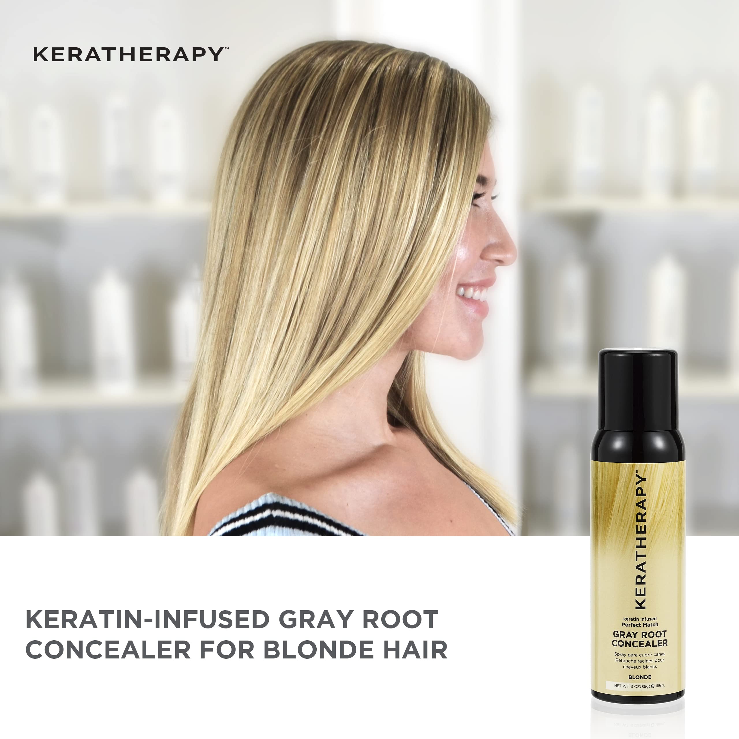 KERATHERAPY Keratin Infused Perfect Match Gray Root Concealer, Dark Brown, 3 oz