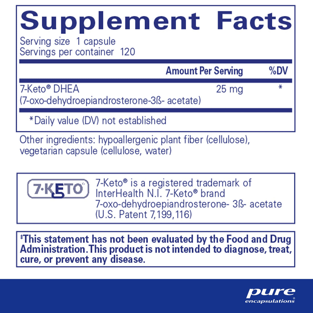 Pure Encapsulations 7-Keto DHEA 25 mg | Unique DHEA Metabolite Supplement to Support Thermogenesis* | 120 Capsules