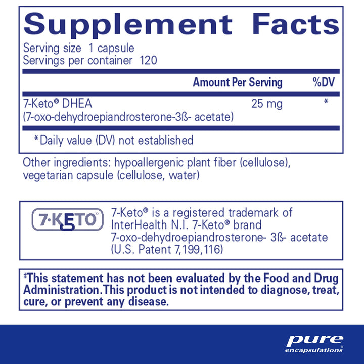 Pure Encapsulations 7-Keto DHEA 25 mg | Unique DHEA Metabolite Supplement to Support Thermogenesis* | 120 Capsules
