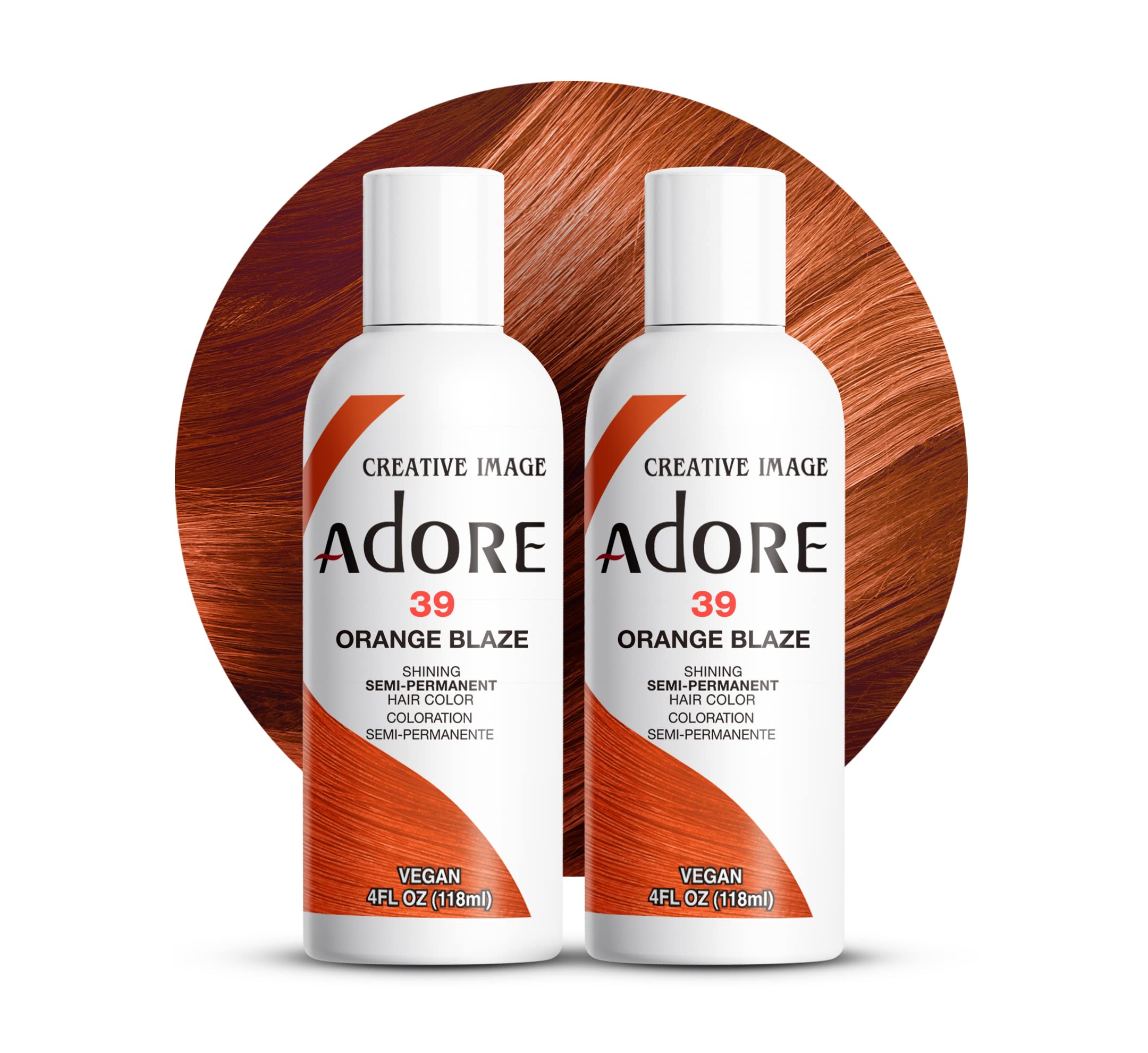 Adore Semi-Permanent Haircolor #039 Orange Blaze 4 Ounce (118ml) (2 Pack)
