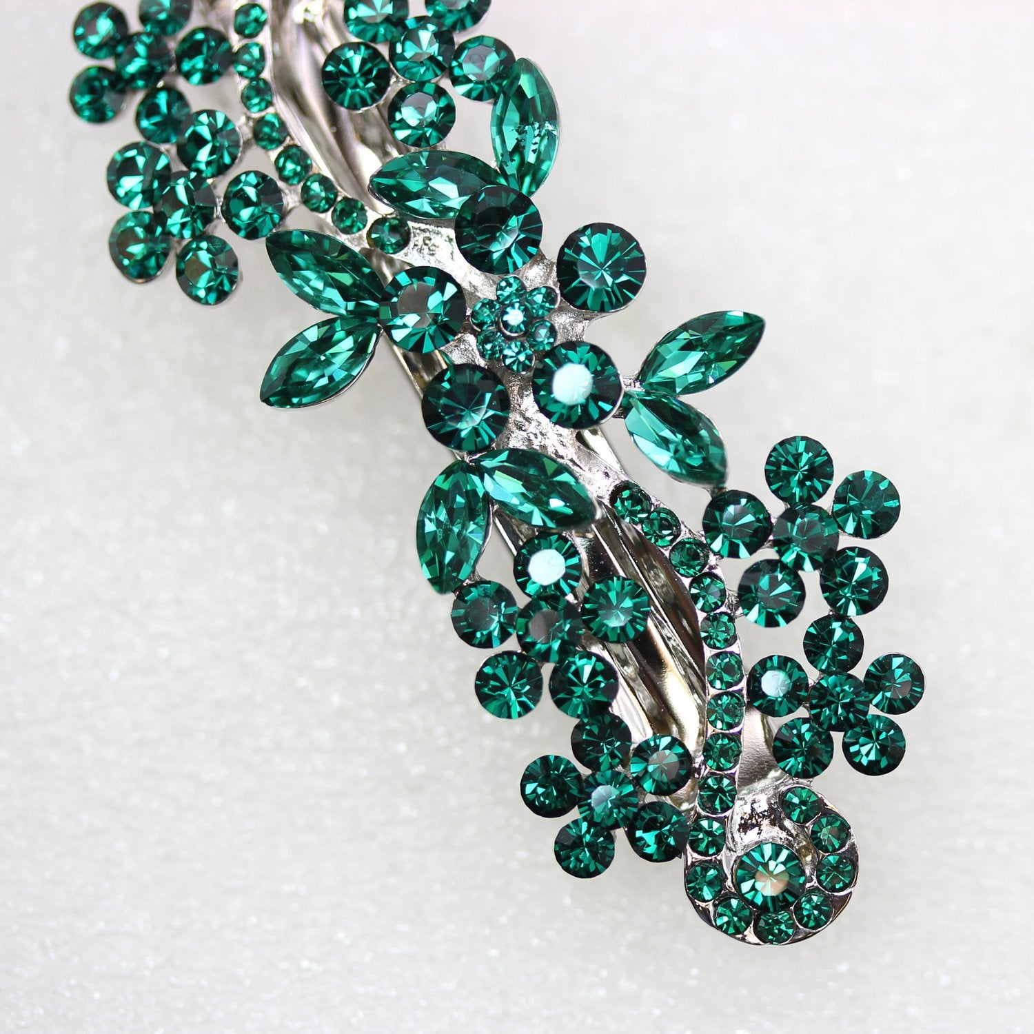 Faship Gorgeous Emerald Green Crystal Hair Barrette Clip
