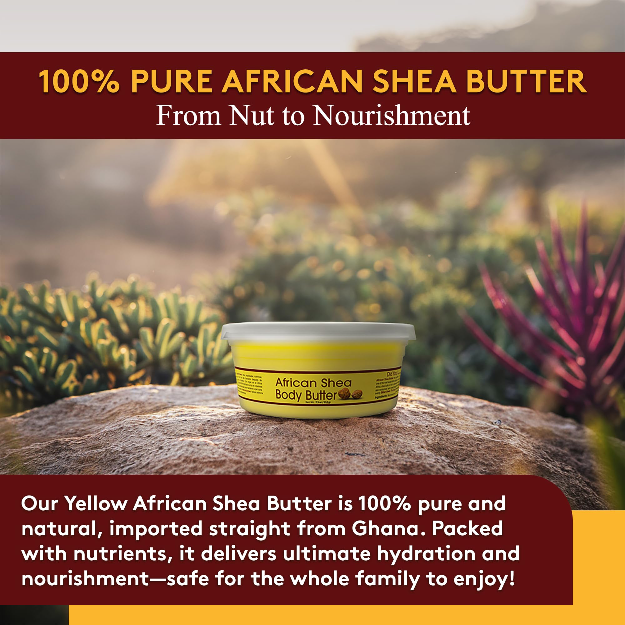 Okay Yellow Shea Butter for Hair and Skin - Raw African Shea Butter for Women and Men, Daily Moisturizer for Face and Body, Helps with Stretch Marks, Soothes Dryness - 7.5 Oz Jar (Pack of 2)