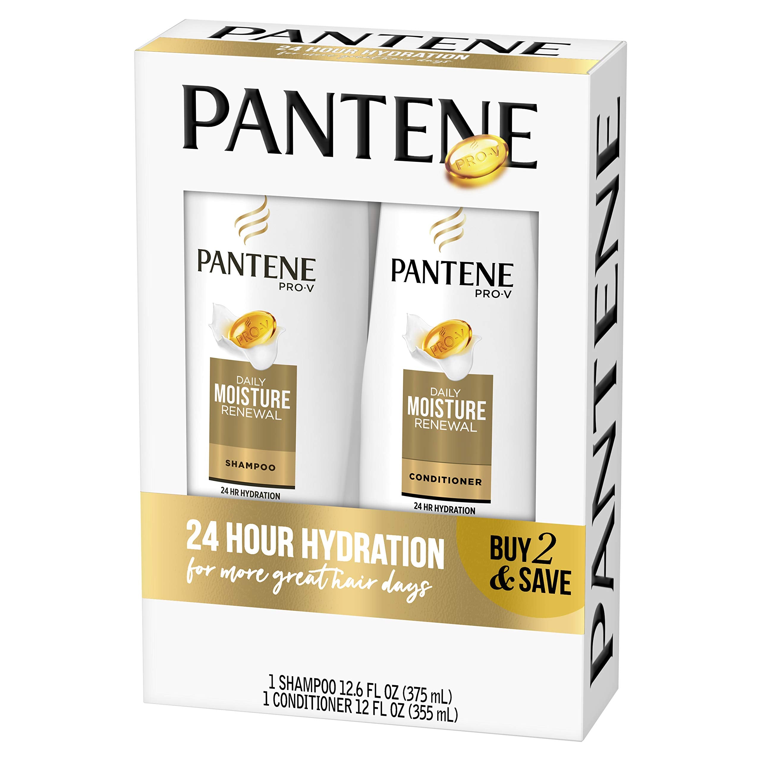 Pantene Daily Moisture Renewal Duo set, 12.6 Oz Shampoo and 12 Oz Conditioner