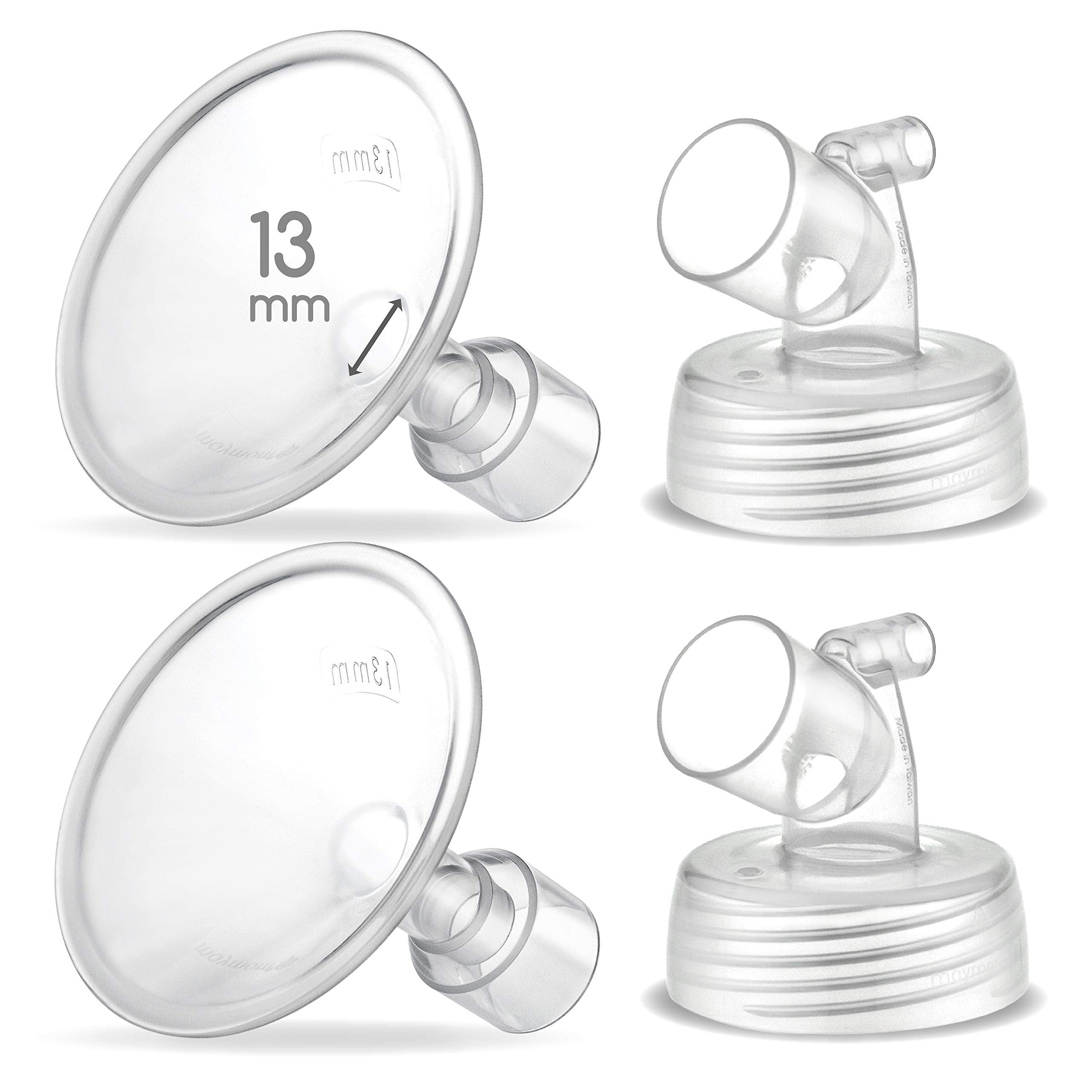 Maymom Two-Piece Wide Neck Pump Parts for Spectra S1/S2 Pumps; Incl Wide Mouth Flanges; Not Original Spectra Flange (13 mm Two Flanges)