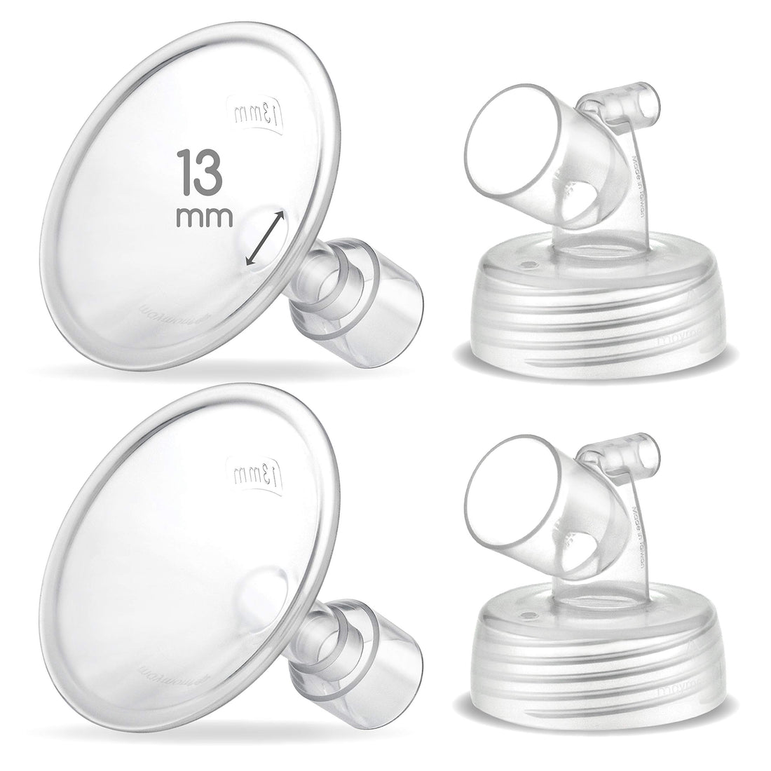 Maymom Two-Piece Wide Neck Pump Parts for Spectra S1/S2 Pumps; Incl Wide Mouth Flanges; Not Original Spectra Flange (13 mm Two Flanges)