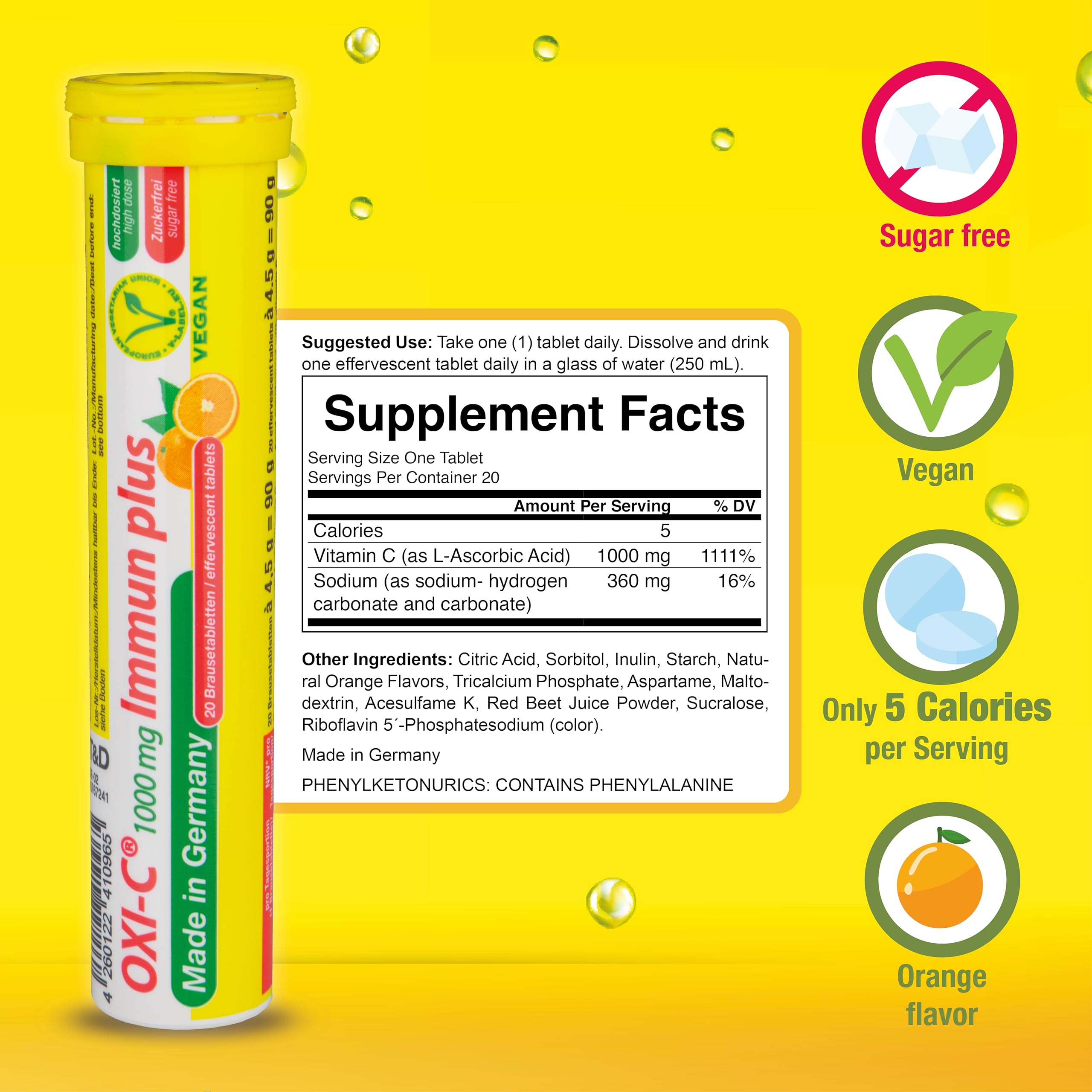 T&D German Immun Boost Package 140 Servings - Vegan, Zero Sugar - Drink Effervescent Tablets - Vitamin C, Zinc, Multivitamin Pharma - Made in Germany