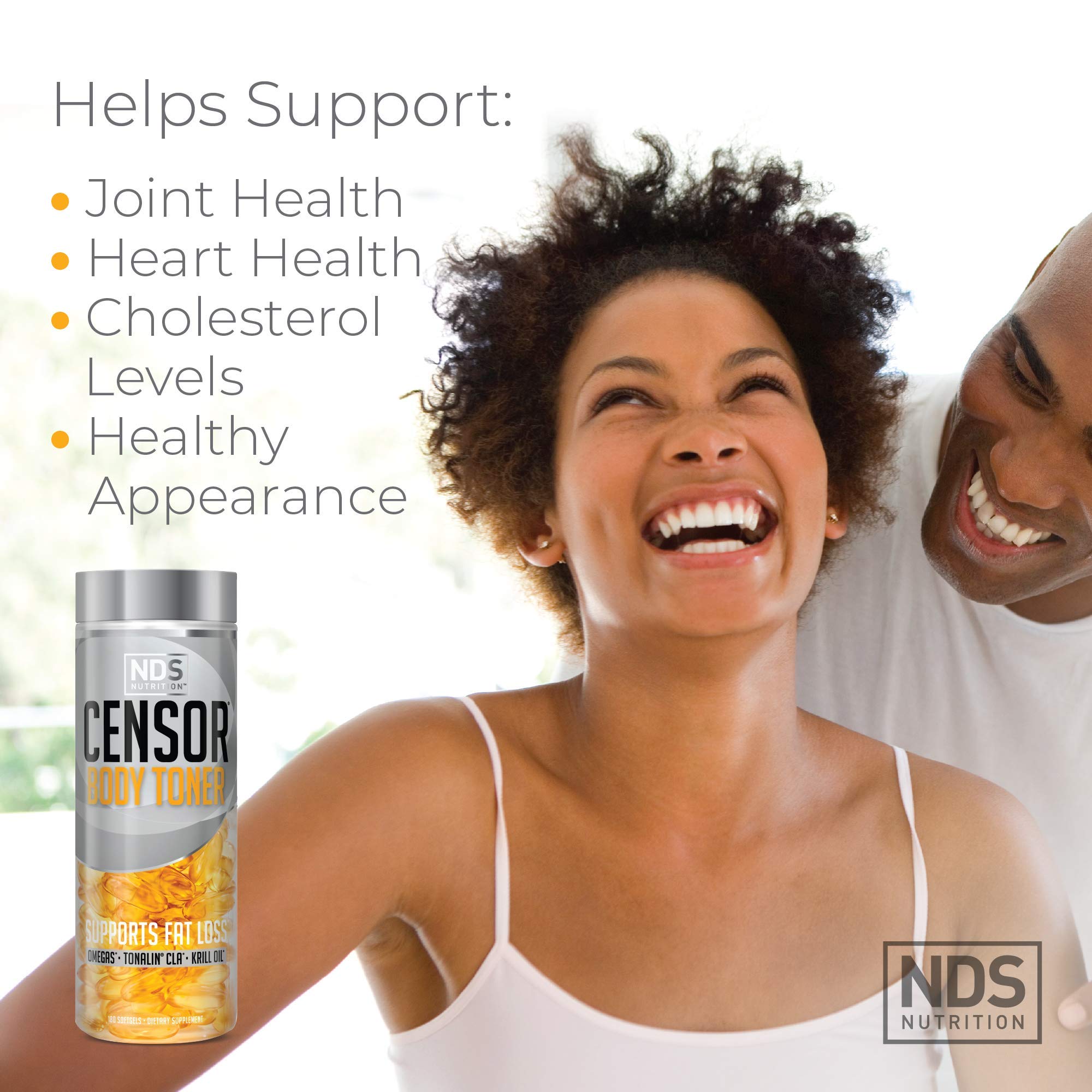 NDS Nutrition Censor - Fat Loss and Body Toner with CLA, Fish Oil, Safflower and Omega 3-6-9 Blend - Dietary Supplement for Improved Energy, Metabolism and Health - 180 Softgels