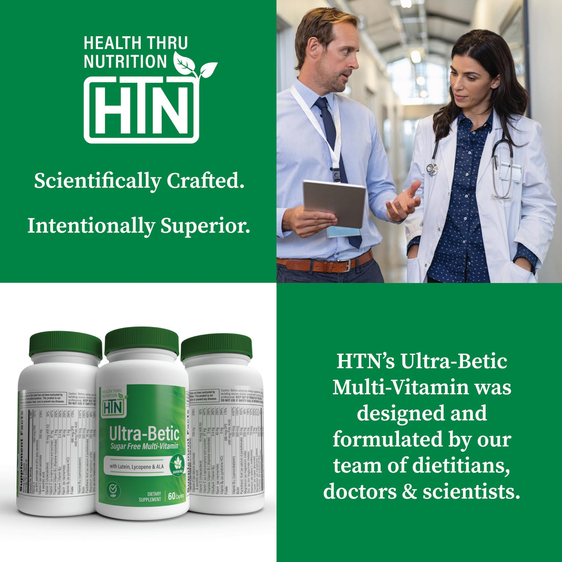 Health Thru Nutrition Ultra-Betic Multivitamin 60 Count | Supports Nerve, Vision, Energy | with ALA, Lycopene | Non-GMO, Clean Label | Third-Party Tested for Quality