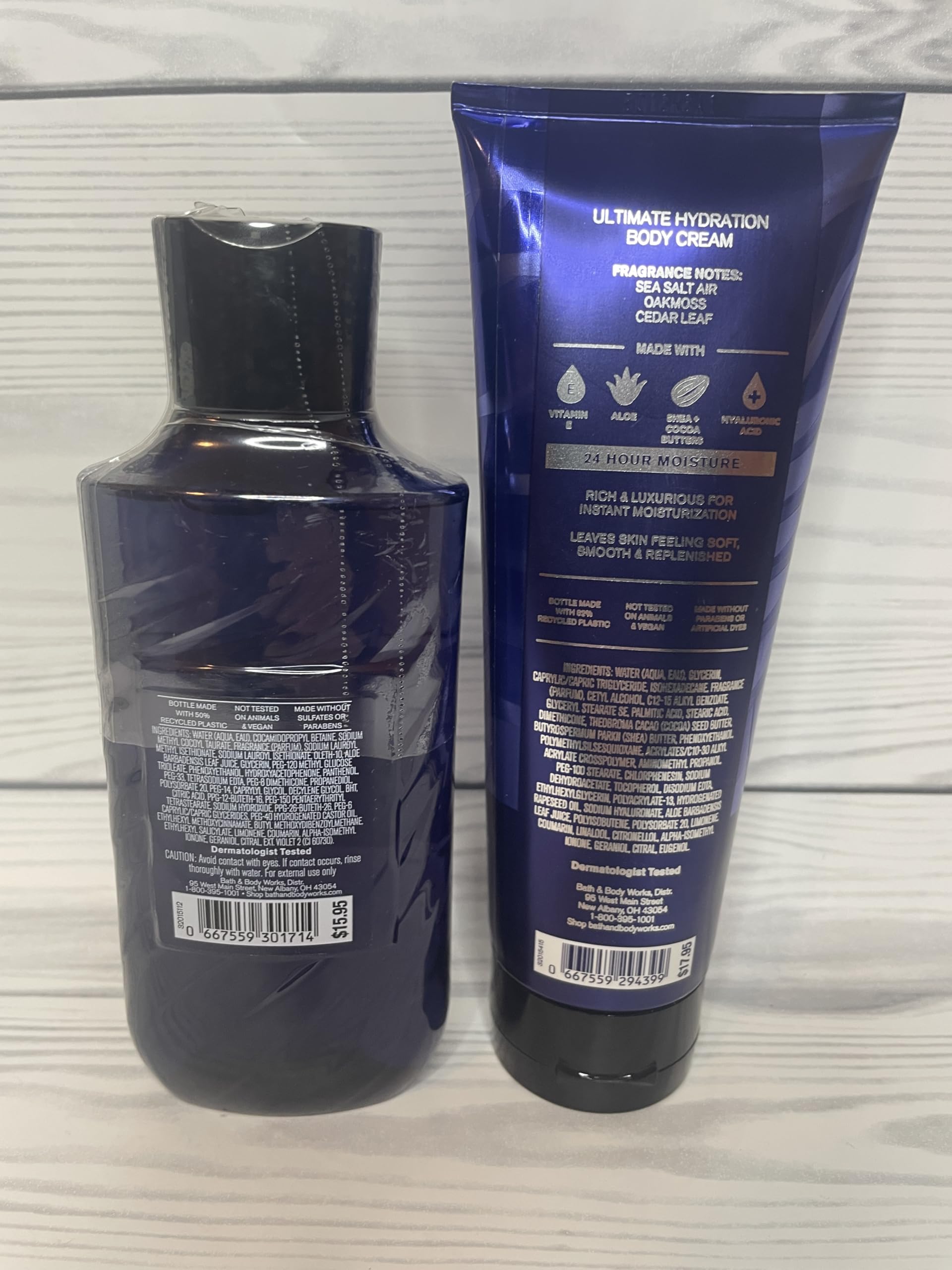 Bath & Body Works Men's Deep Ocean Ultimate Hydration Body Cream and Body Gel Wash 2 Piece Set