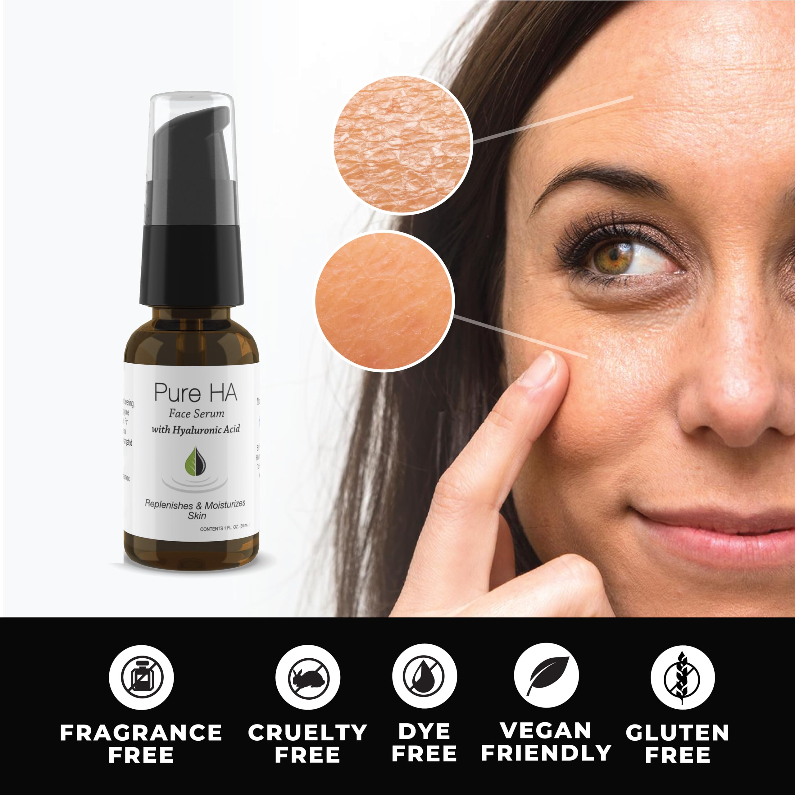 Hyalogic Pure HA Face Serum 1 oz with 1 Hyaluronic Acid Facial Mask - Sensitive Skin - Deep Hydrating, Moisturizing Topical, 1oz Pump - For Women & Men - Rejuvenate & Moisturize